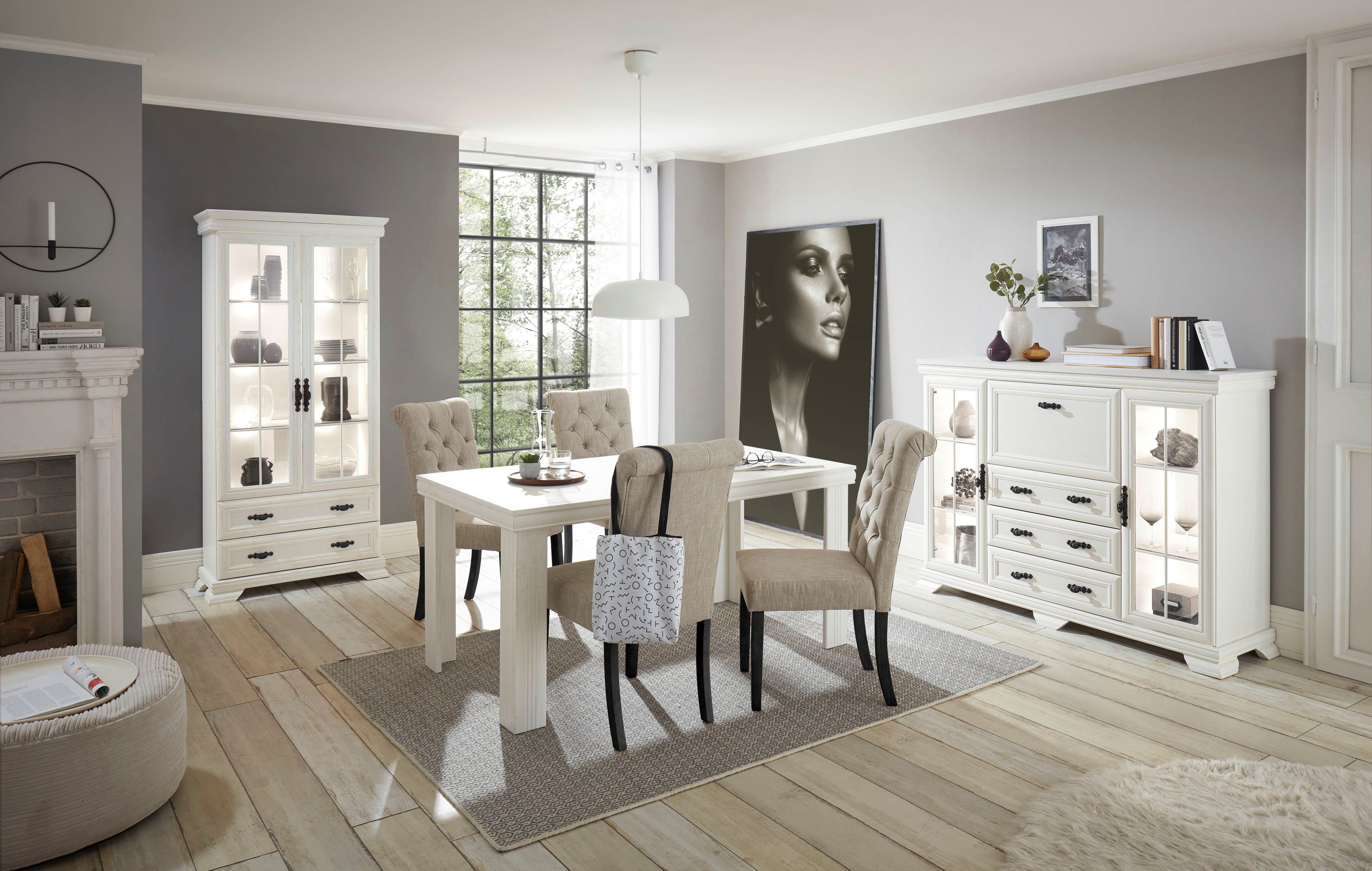 Home affaire Vitrinekast Royal Hoogte ca. 192 cm, getinte glazen panelen