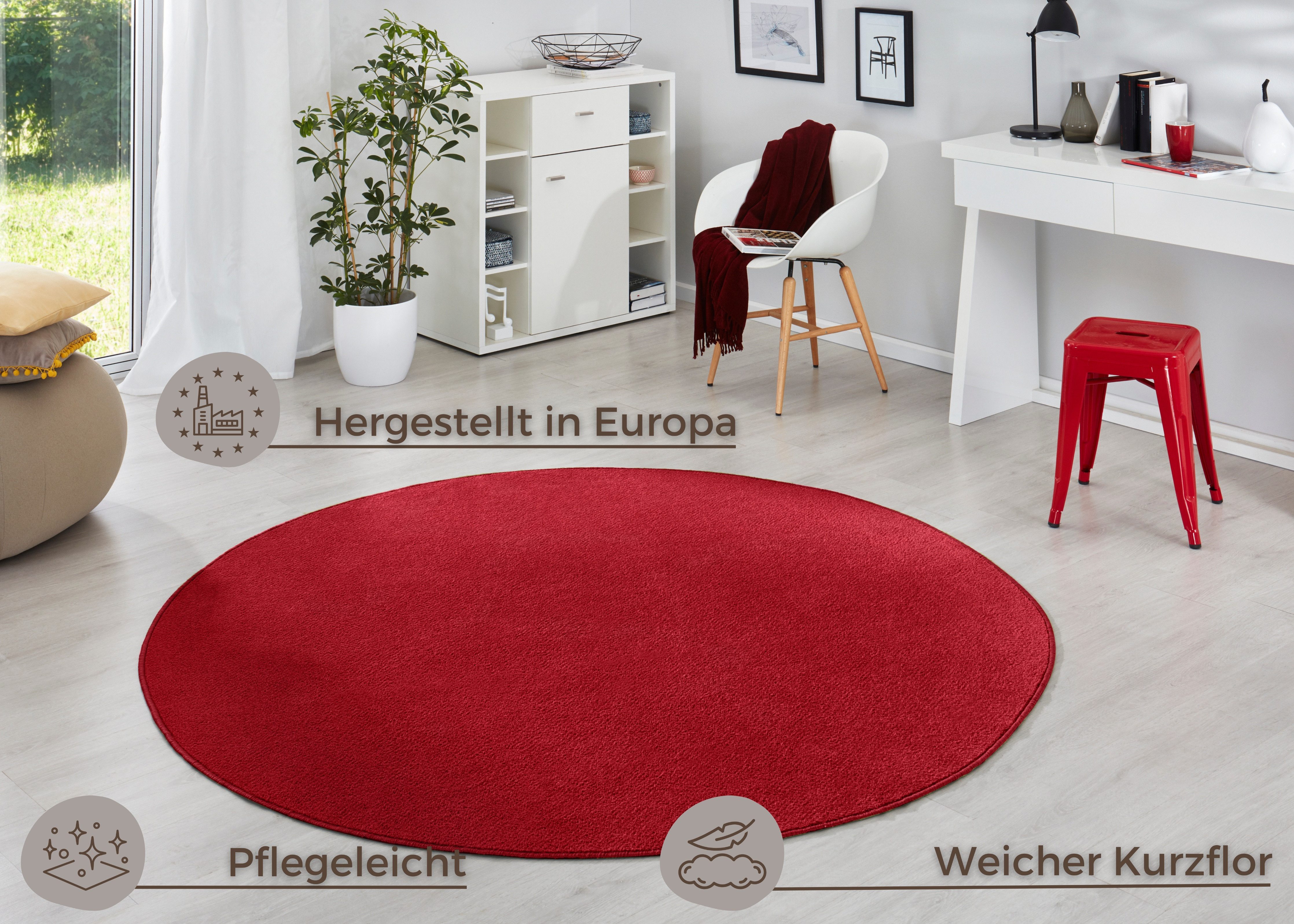 HANSE Home Vloerkleed Fancy Korte pool, zacht, uni, woonkamer, slaapkamer, eetkamer