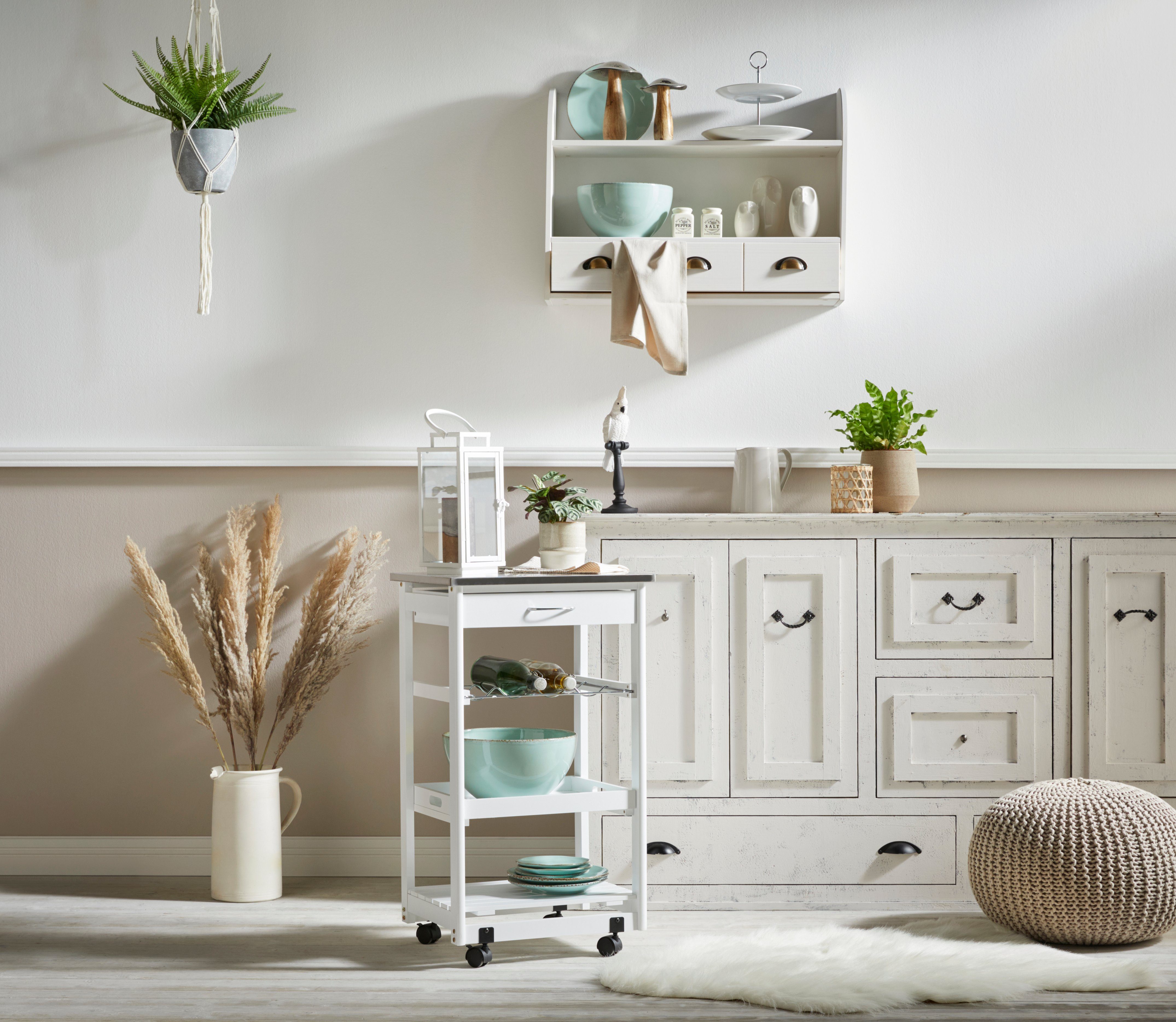 Home affaire Hangrekje Oslo 75 cm breed, van massief grenen, 1 brede lade, metalen grepen