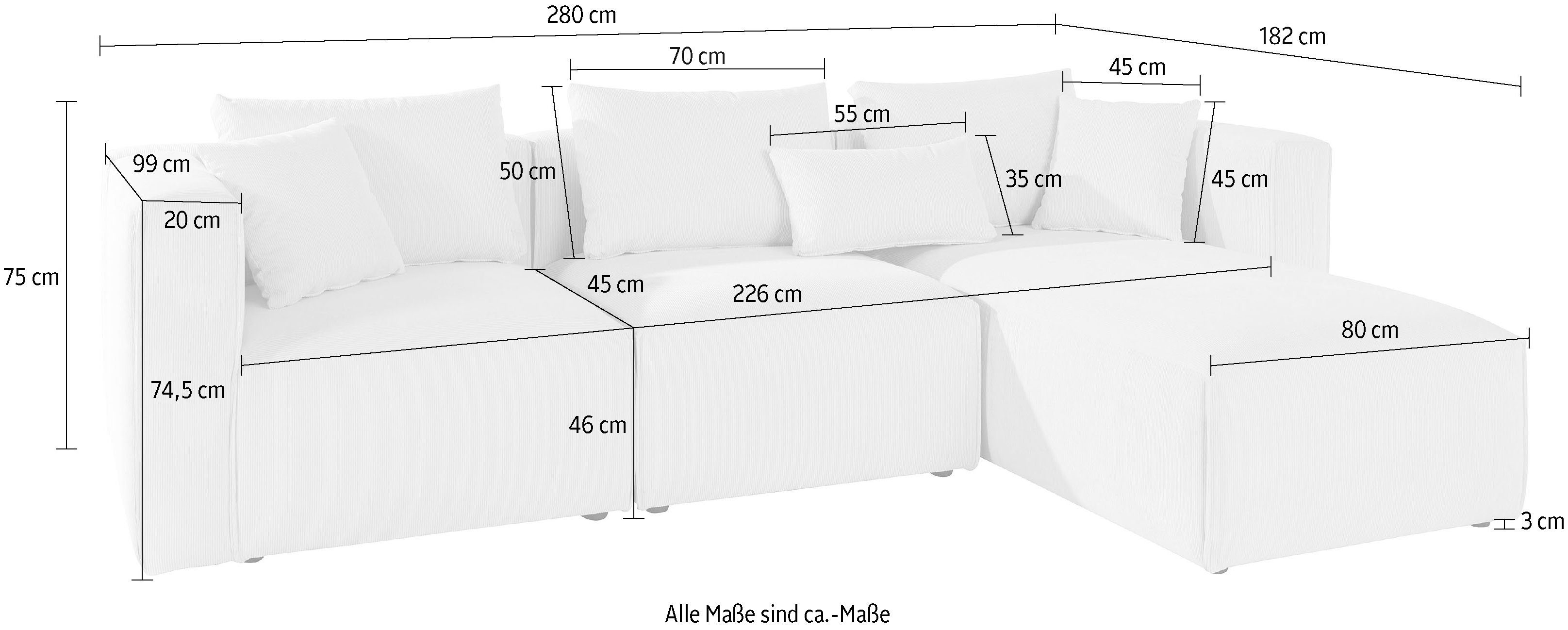 Home affaire Hoekbank Comfine L-vorm samengesteld van modules, 3 stofkwaliteiten en vele kleuren