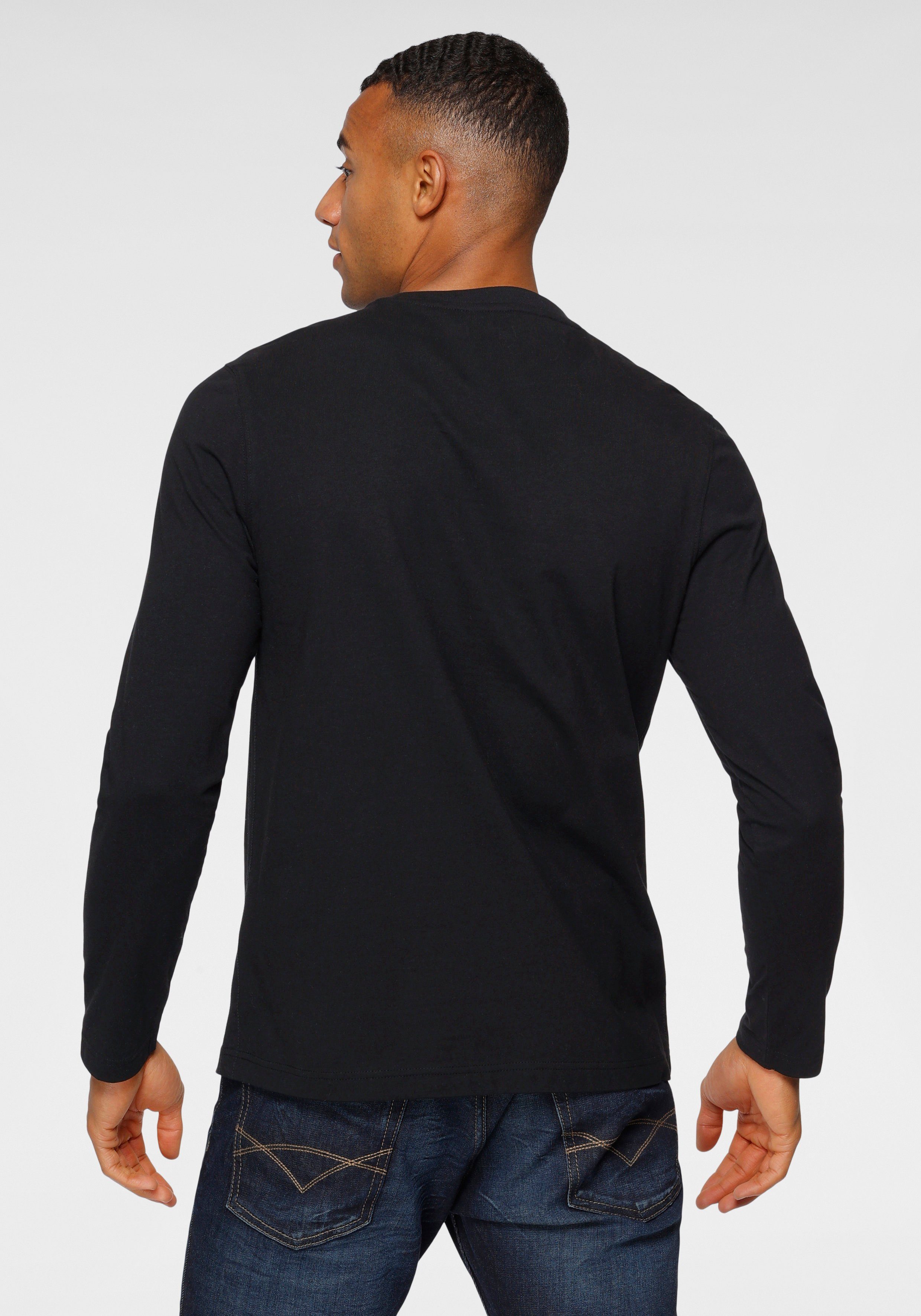 H.I.S Shirt met lange mouwen Lange mouwen, smalle basic-snit, bedrukt ontwerp