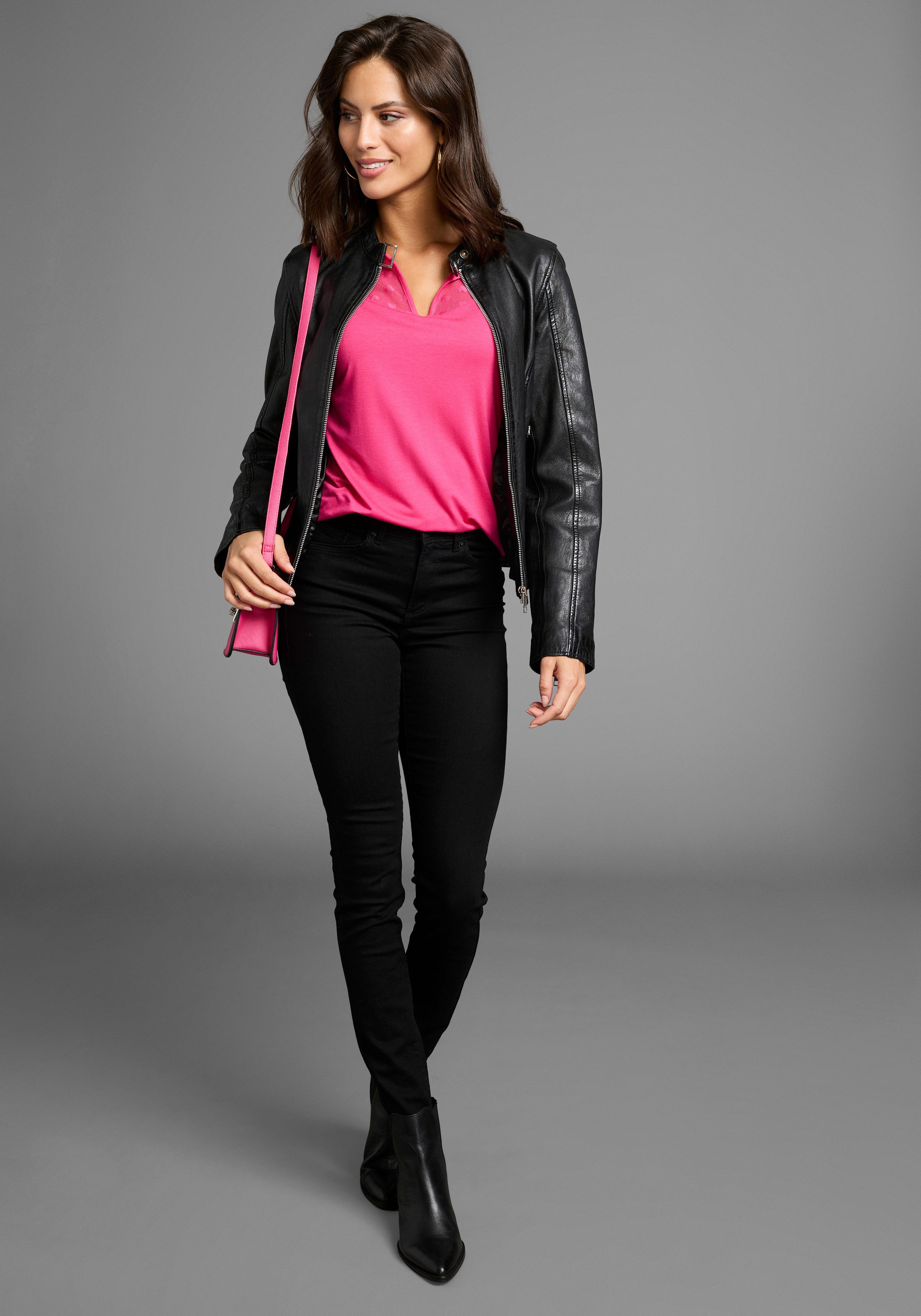 Laura Scott Kanten shirt met mooi mesheinsatz