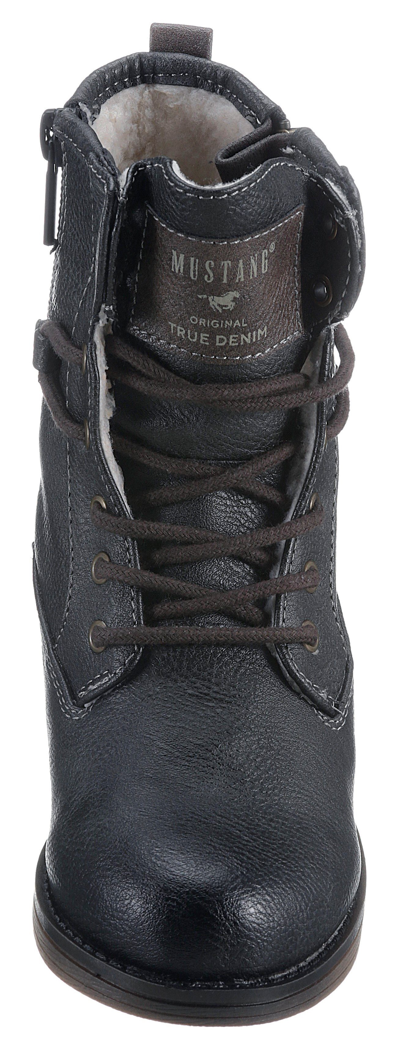 Mustang Shoes Winterlaarzen lace-up boots, ankle boots, block heel, with zipper