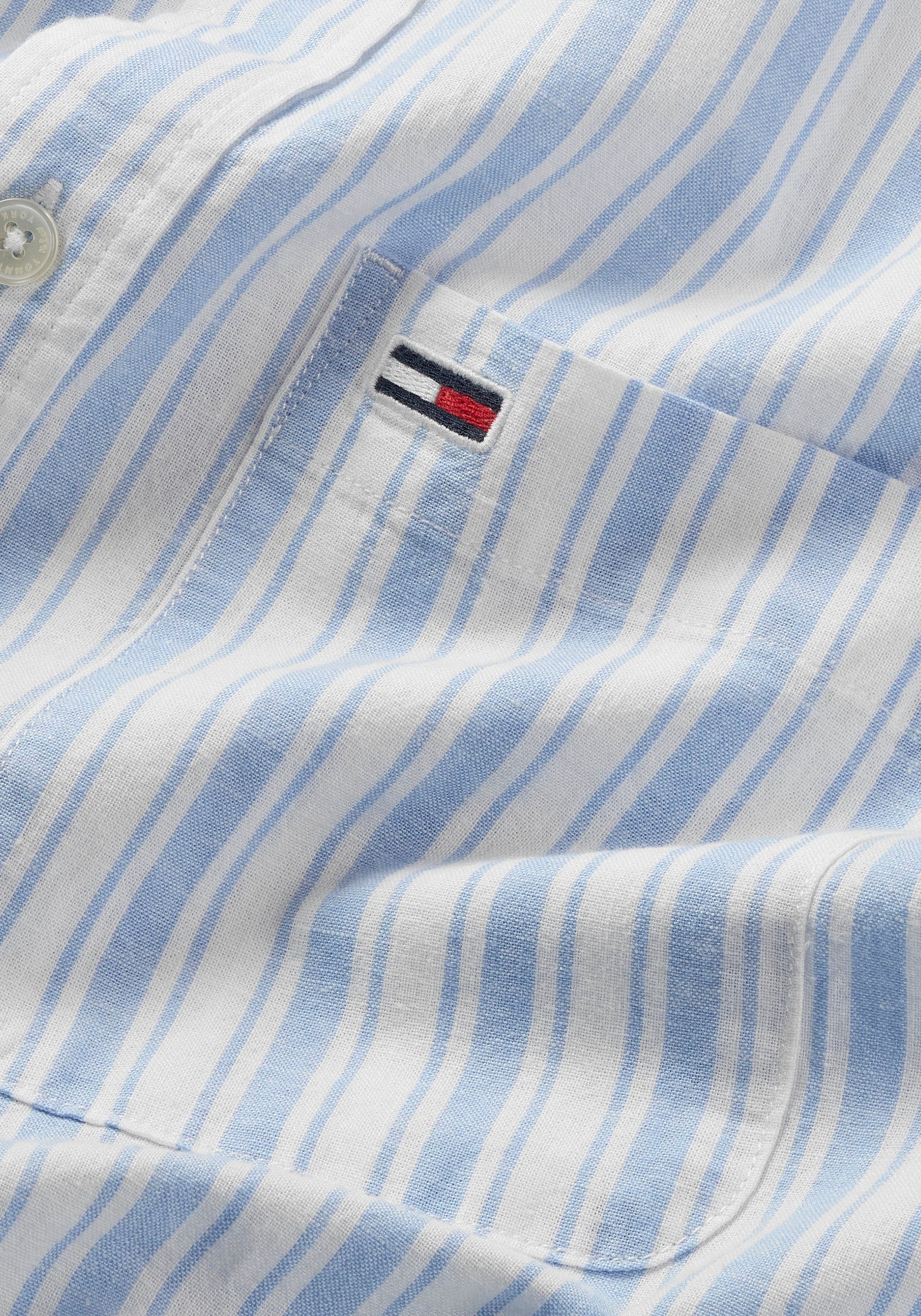 TOMMY JEANS Overhemd met lange mouwen TJM MAO STRIPE LINEN BLEND SHIRT