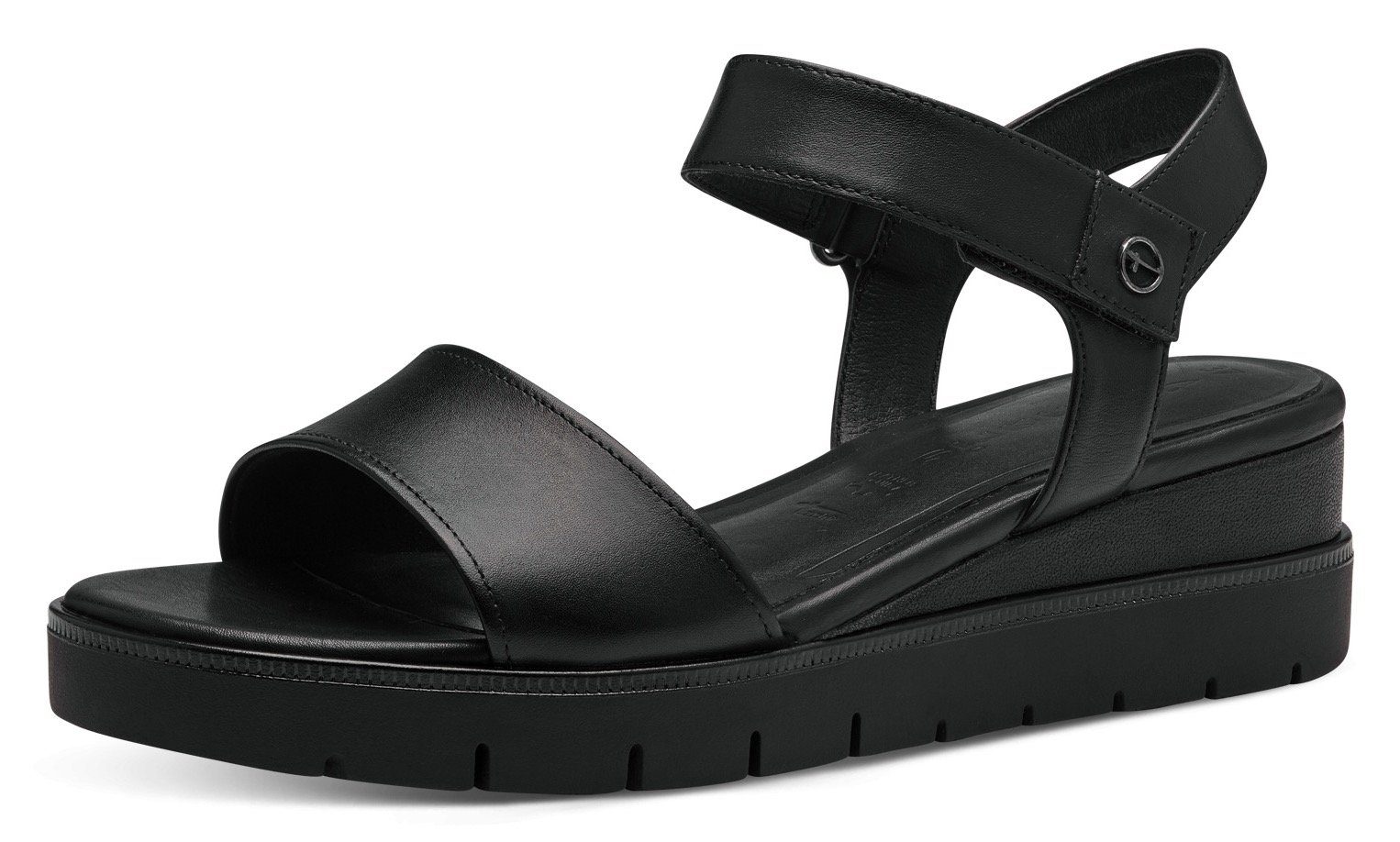 Tamaris Sandaaltjes , zomerschoen, sandaal, sleehak, met praktische klittenbandsluiting dames sandaaltjes maat 41 EU zwart