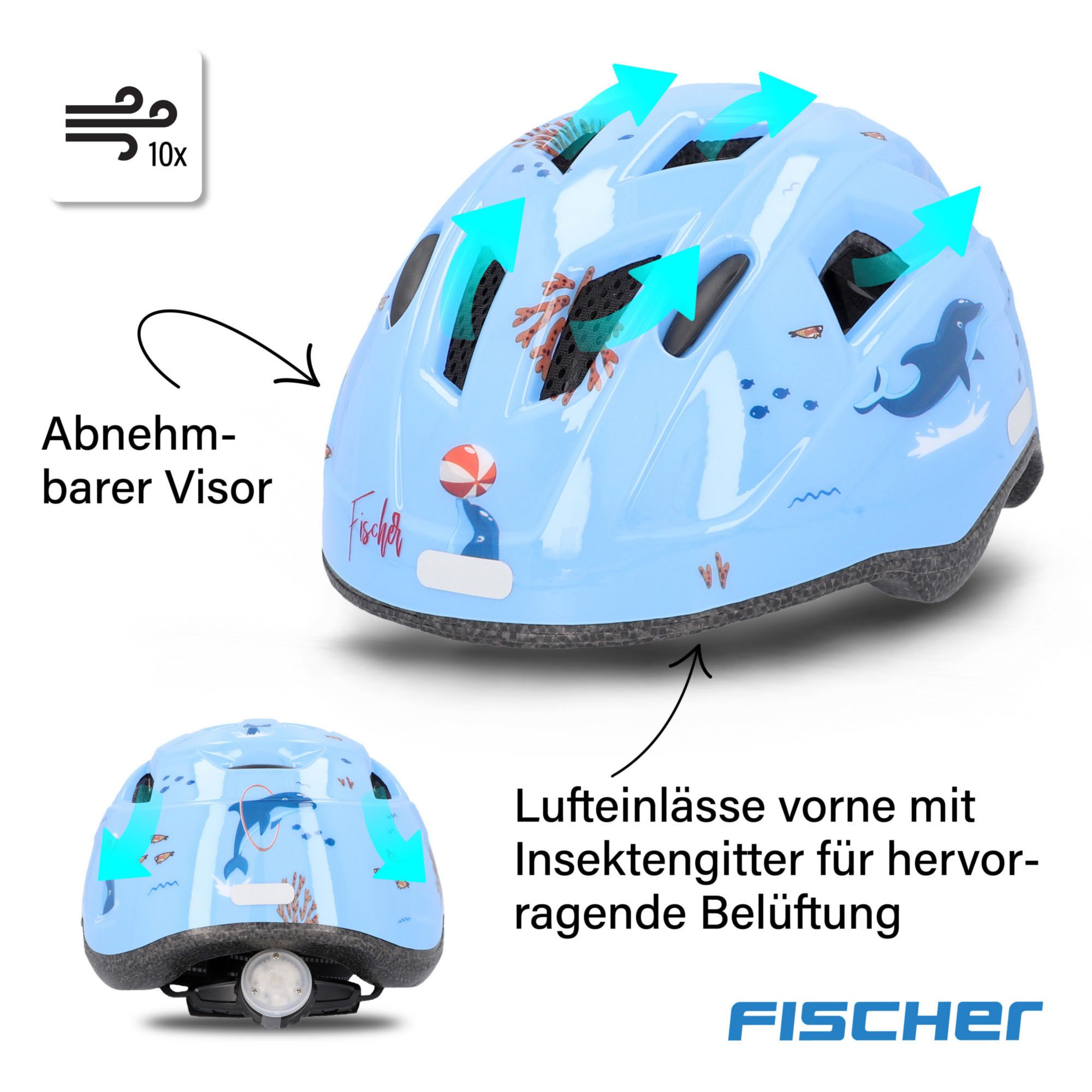 Fischer Kinderfietshelm Plus dolfijn XS/S