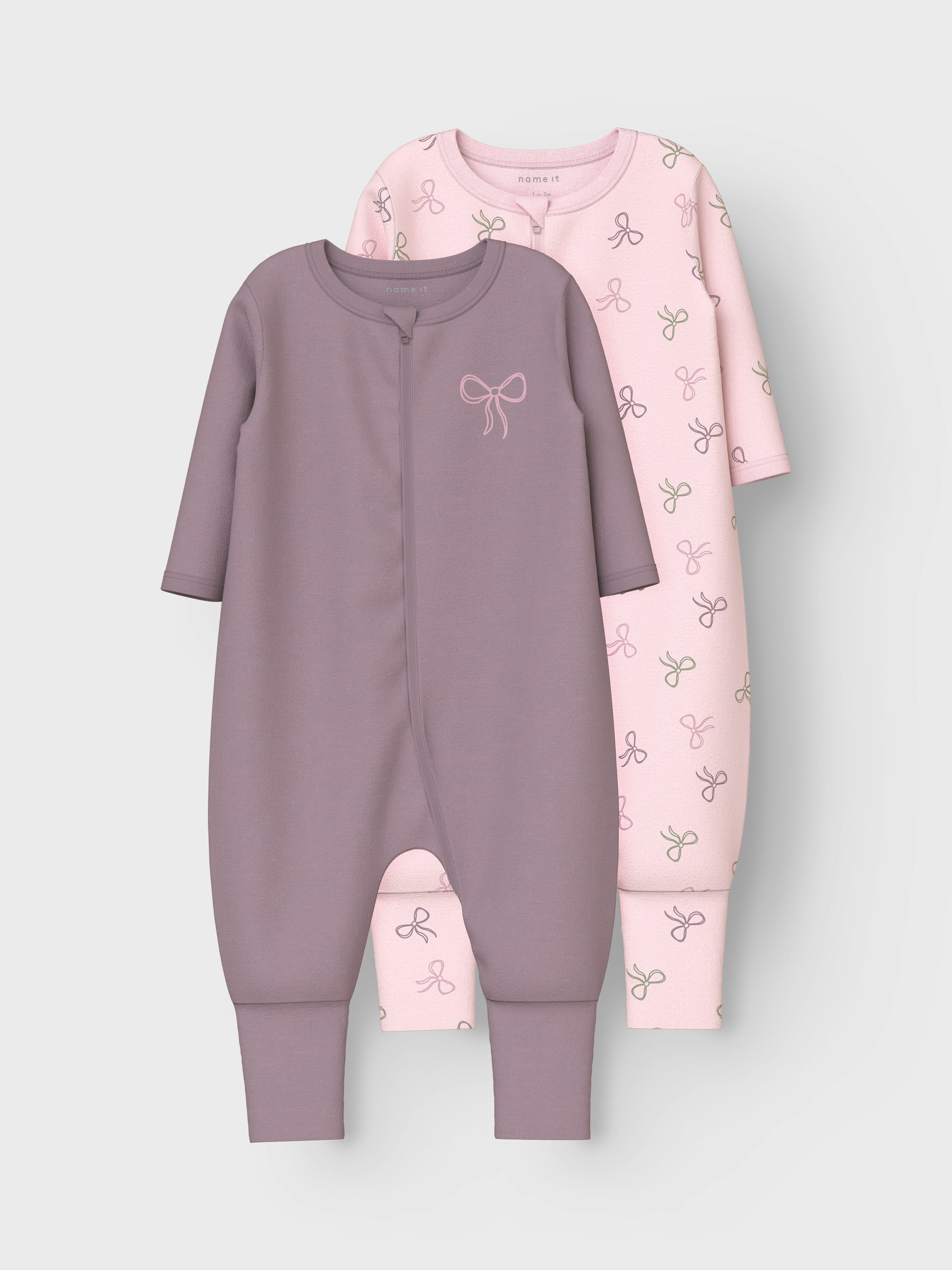 Name It Homesuit NBFNIGHTSUIT 2P ZIP FF PINK BOW NOOS (set, 2-delig)