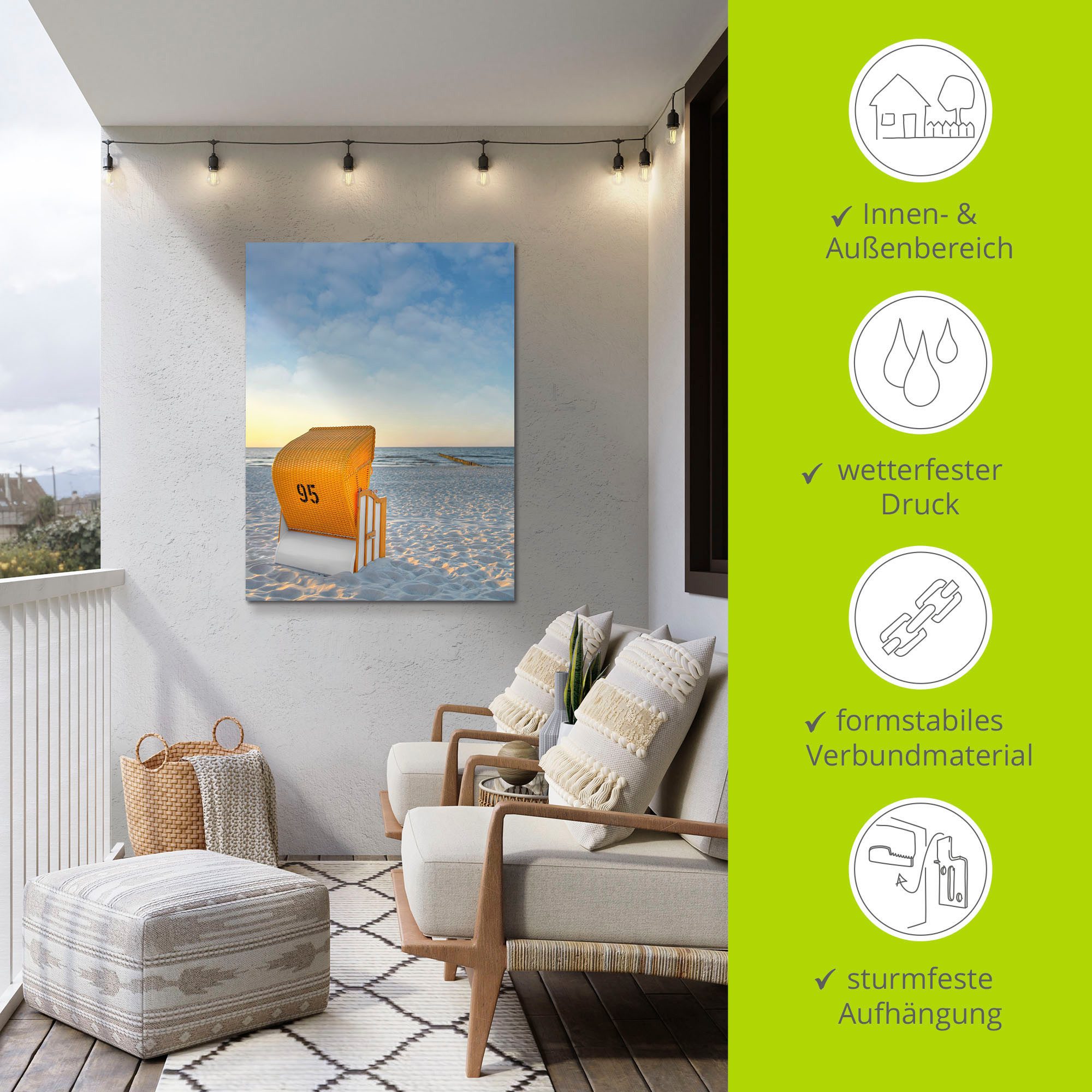 Artland Artprint Ostsee7 - strandstoel als artprint van aluminium, artprint voor buiten, artprint op linnen, poster in verschillende maten. maten