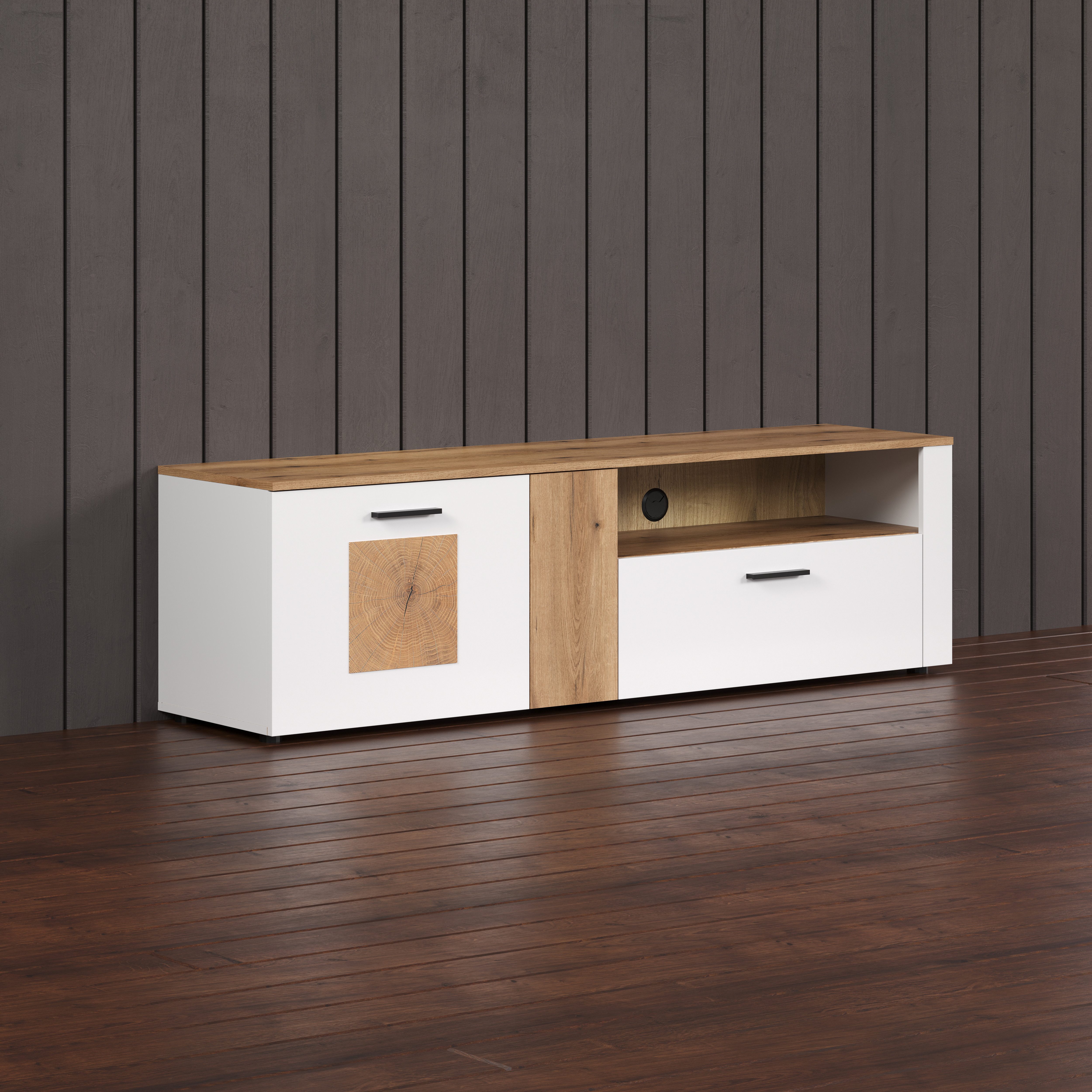 INOSIGN Tv-meubel Linz TV-kast, TV-rek TV-lowboard met eindhoutapplicaties - B/D/H: 170/42/50 cm (1 stuk) lowboards wit