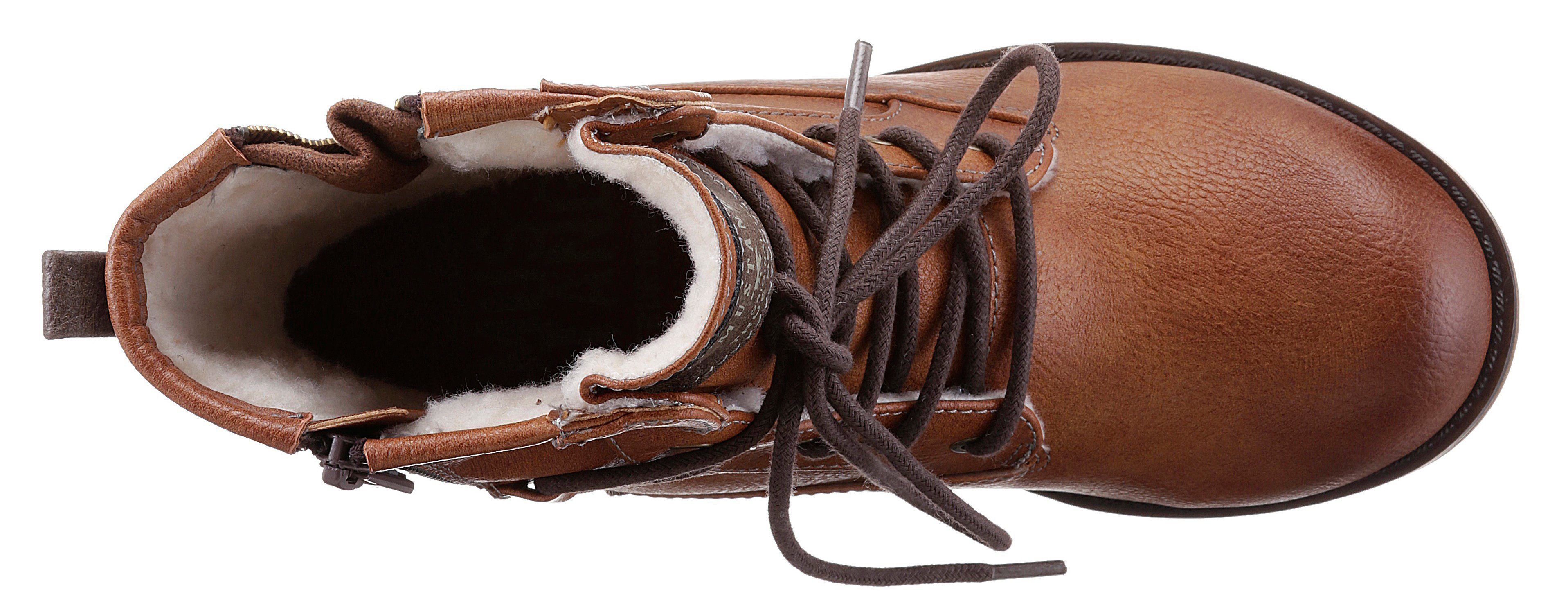 Mustang Shoes Winterlaarzen lace-up boots, ankle boots, block heel, with zipper