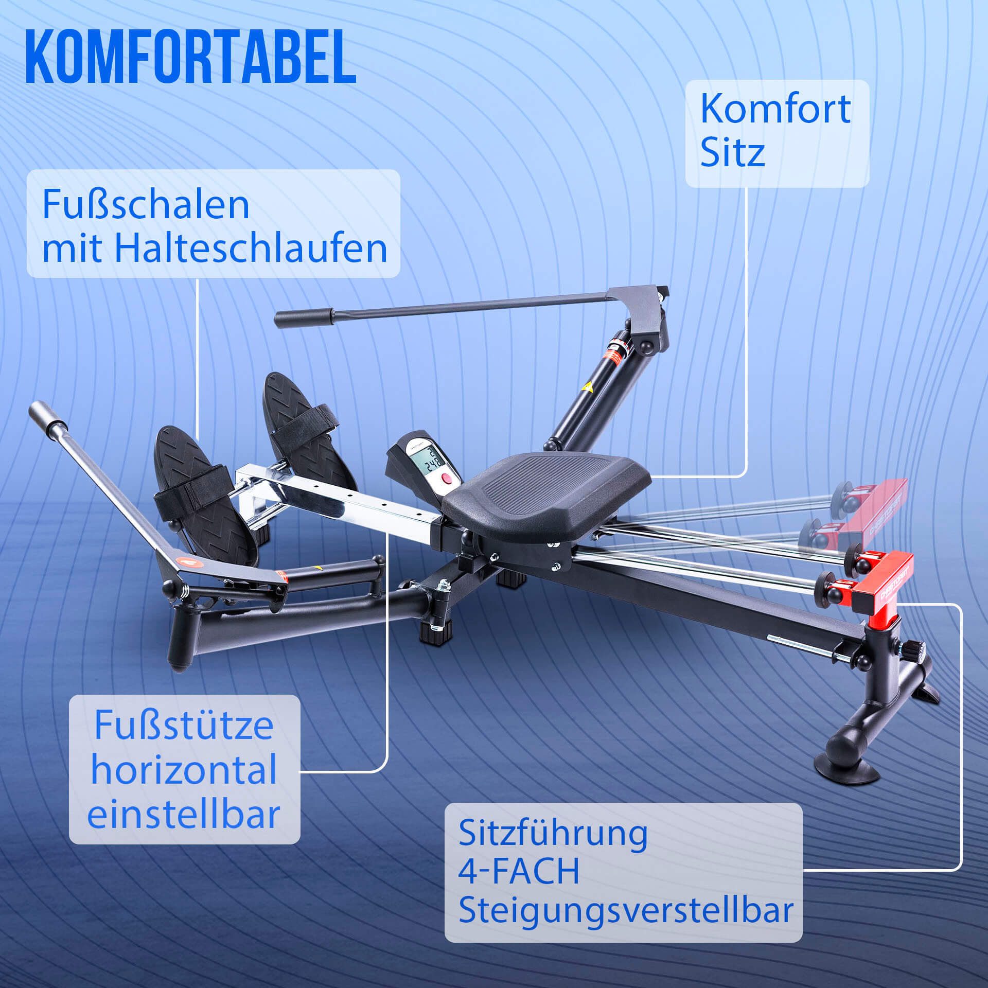 Christopeit Sport® Roeitrainer Accord NIEUW Roeimachine, 12 weerstandsniveaus, hydraulisch