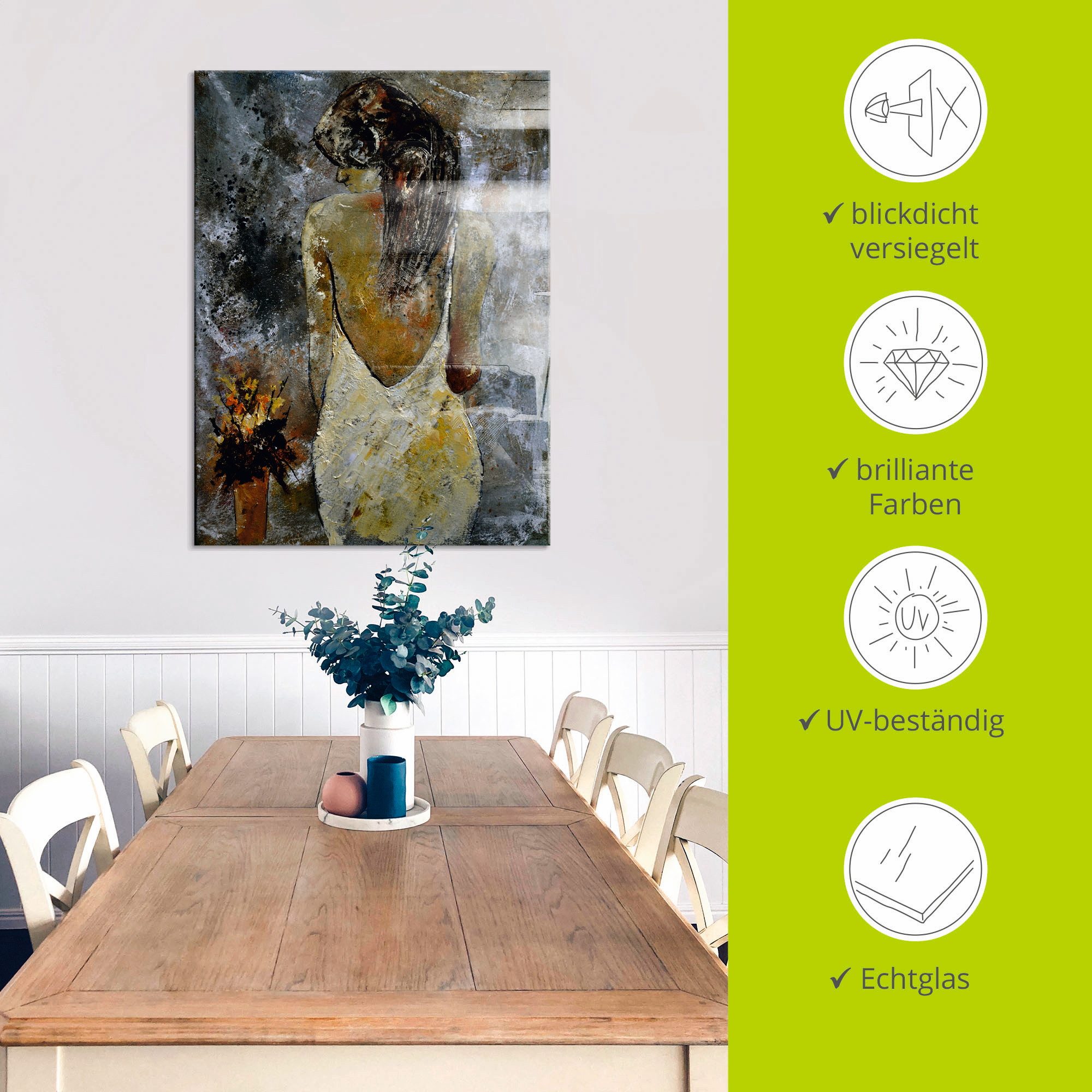 Artland Print op glas Jonge vrouw in verschillende maten