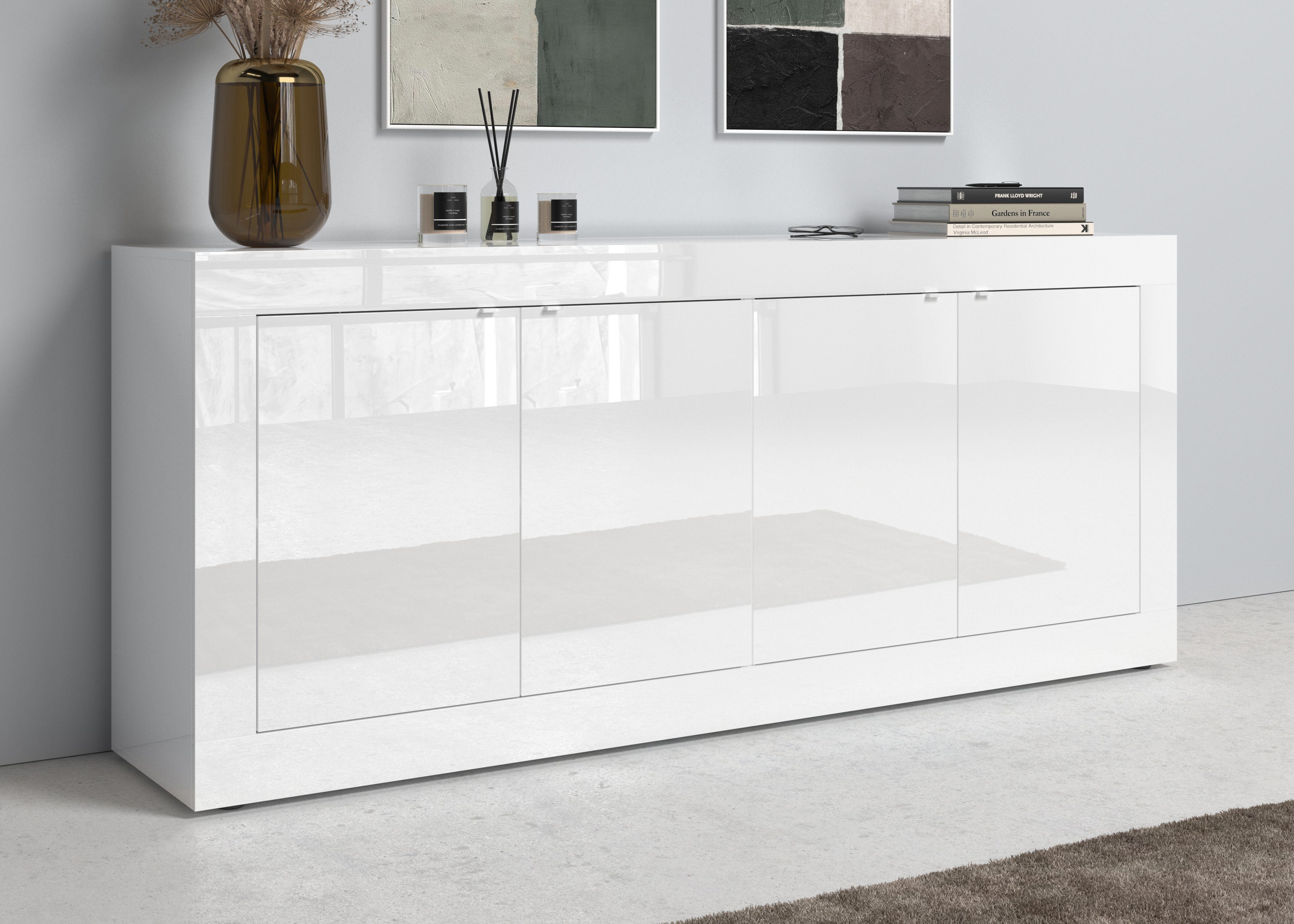 INOSIGN Dressoir Basis breedte 207 cm, commode 4 deuren, dressoir, Metalen handgreep, moderne frame-uitstraling, veel opbergruimte, kleurkeuze