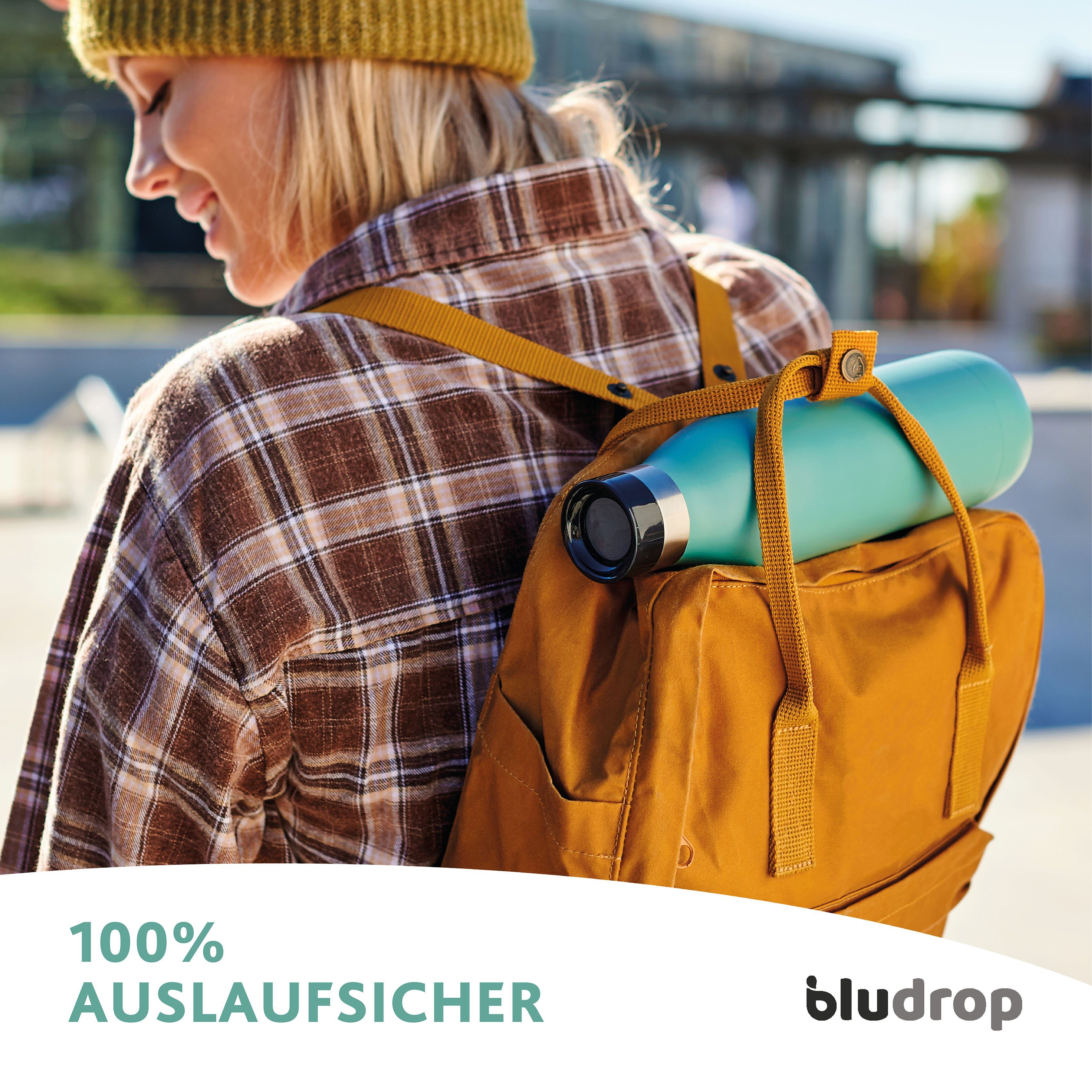 Emsa Drinkfles Bludrop Sleeve Roestvrij staal/siliconen, quick-press, 12u warm/24u koel (1-delig)