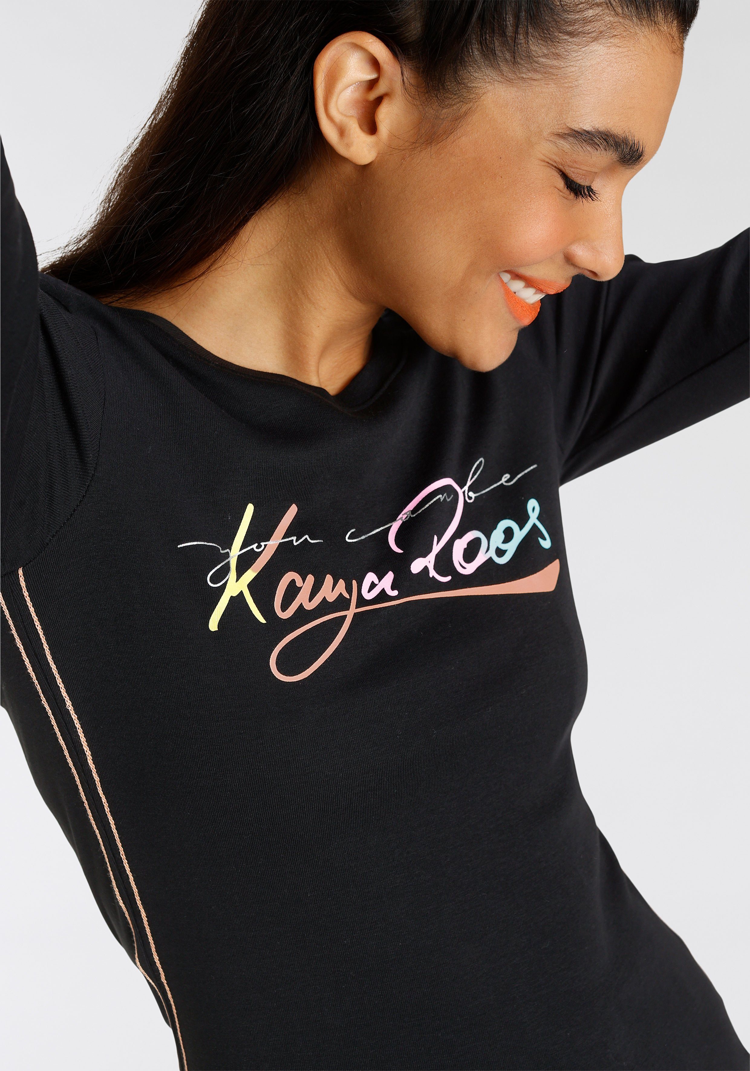 KangaROOS Shirt met lange mouwen lange mouwen, zeer figuurvolgend, van 100% katoen