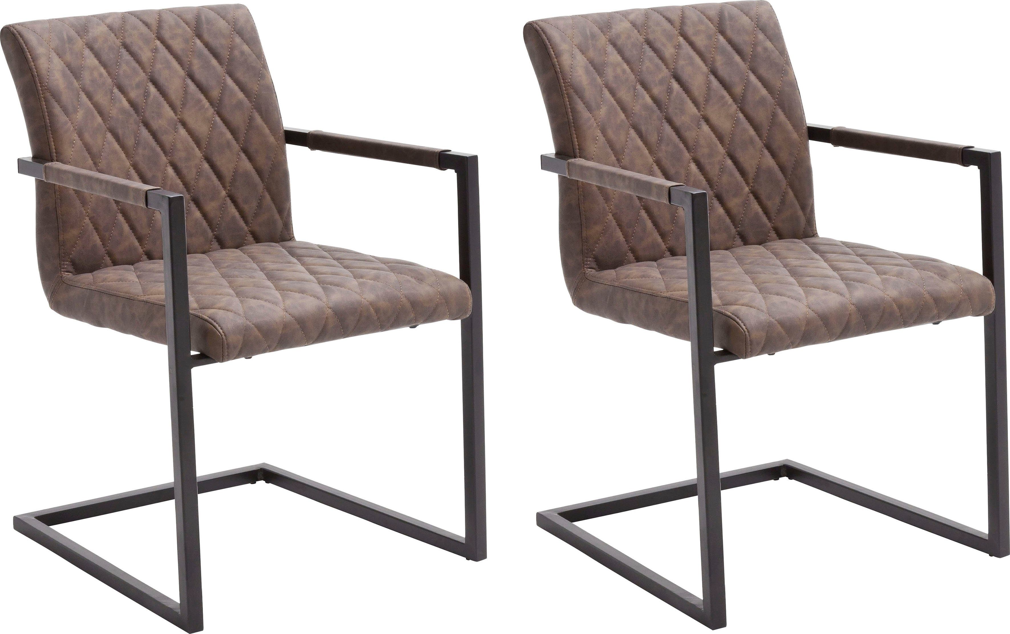 MCA furniture Vrijdragende stoel Kian Vintage imitatieleer met of zonder armleuning, stoel belastbaar tot 120 kg (set, 2 stuks) zweefstoelen bruin