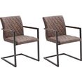 mca furniture vrijdragende stoel kian vintage imitatieleer met of zonder armleuning, stoel belastbaar tot 120 kg (set, 2 stuks) bruin