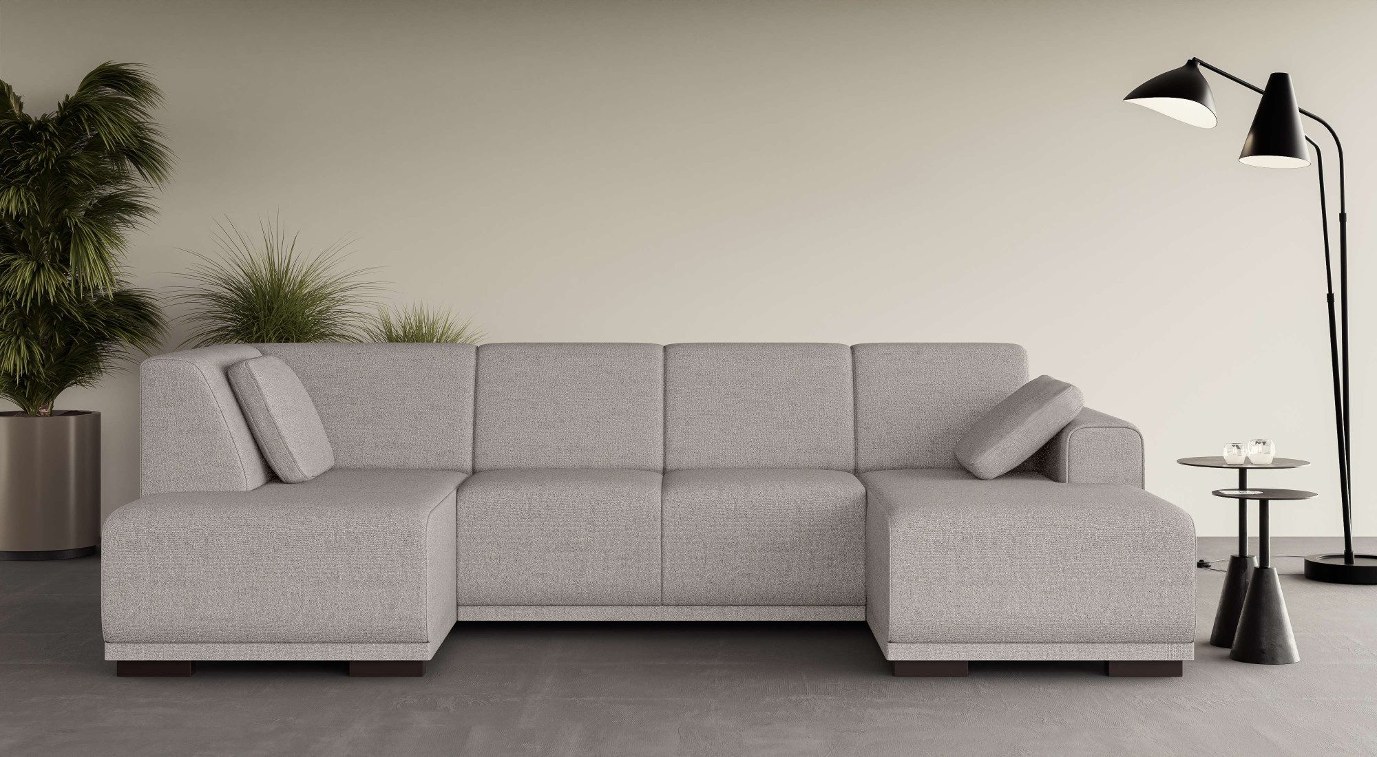 Home affaire Zithoek BORNHOLM U-vorm met chaise longue rechts/links, B/D/H: 300/162/85 cm U-vorm met golvende ondervering, chaise longue rechts of links bestelbaar