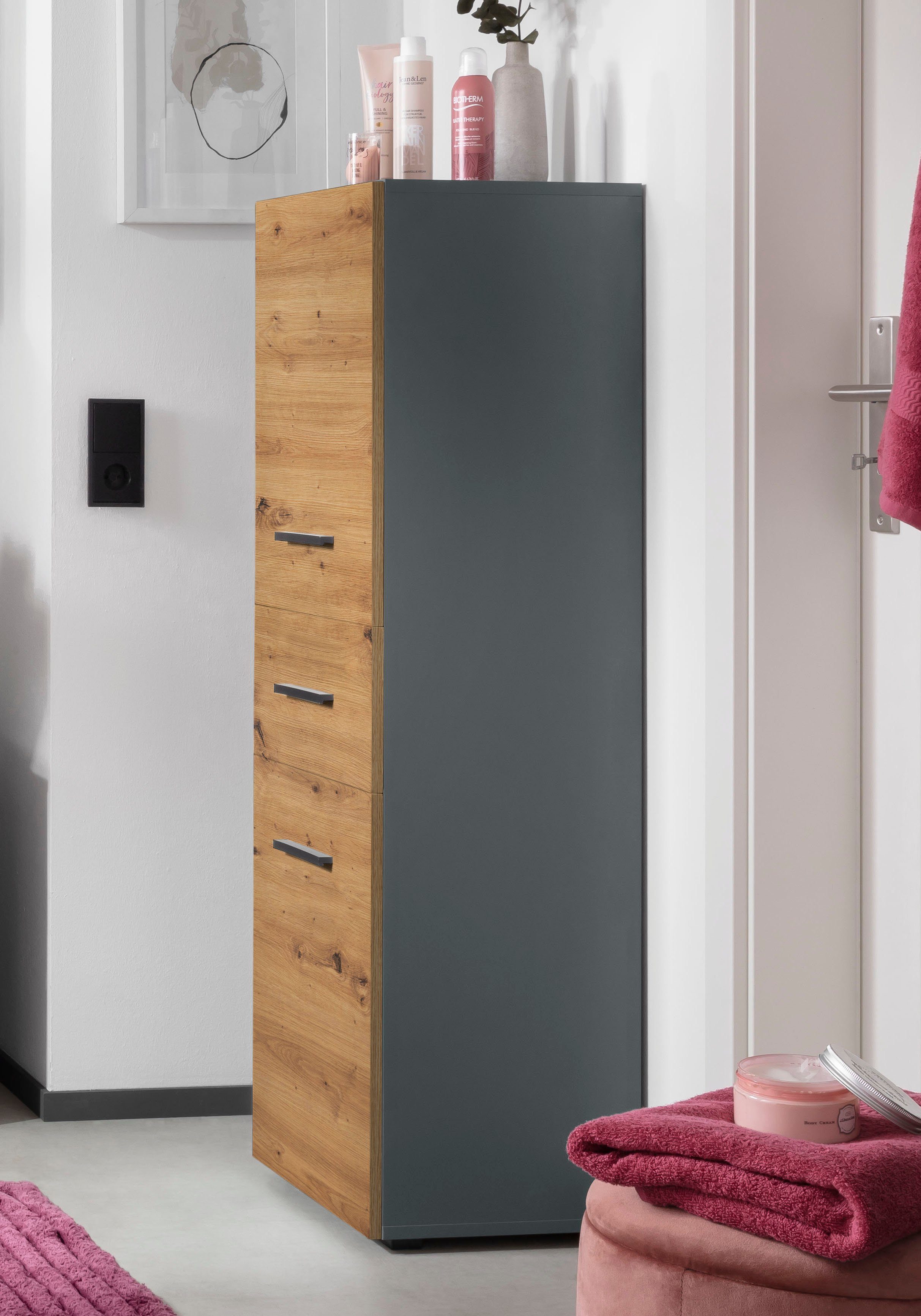 INOSIGN Halfhoge kast Skara verstelbare planken achter elke deur, breedte 38 cm, hoogte 130 cm