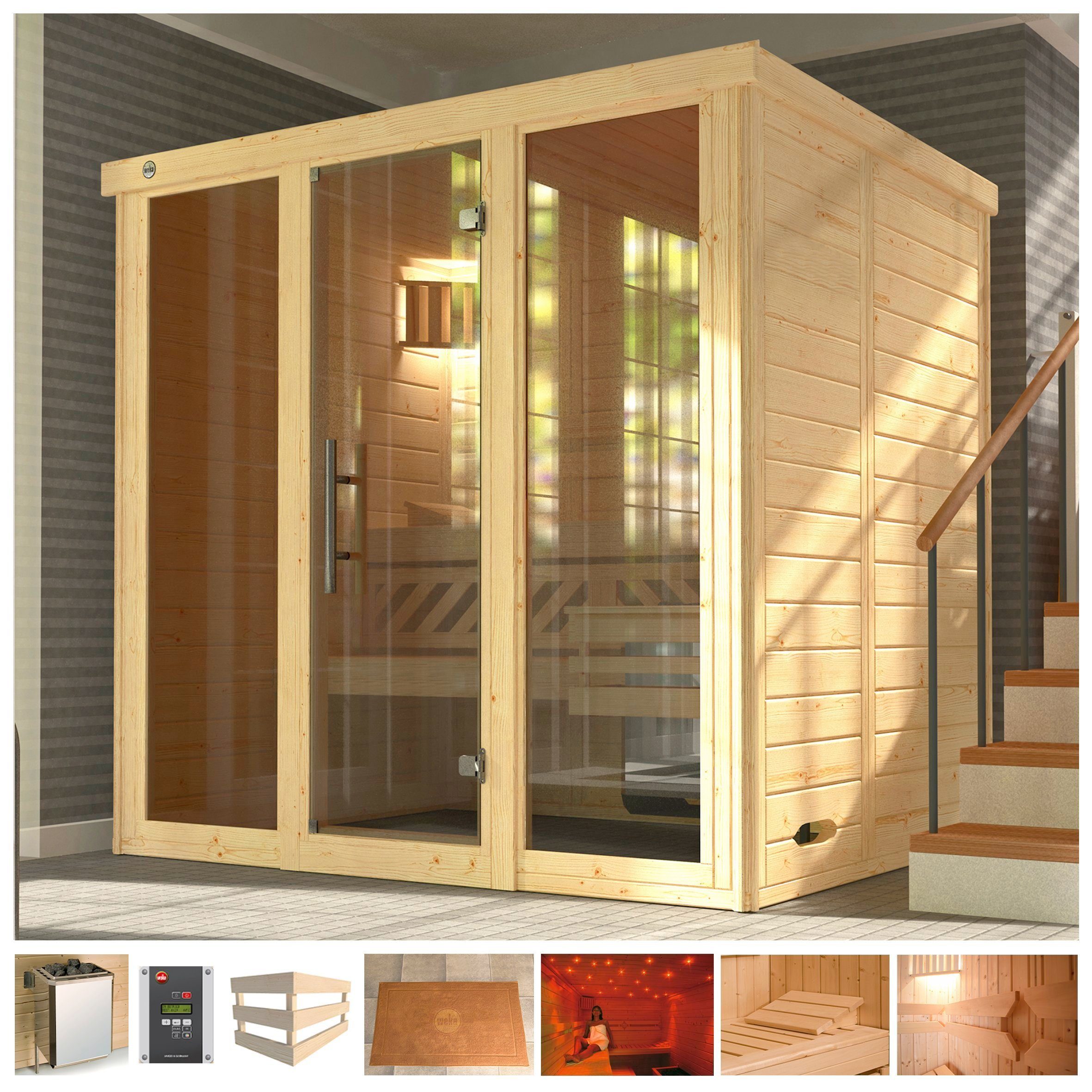 weka Sauna Kemi Panorama 7,5 kw kachel met externe bediening