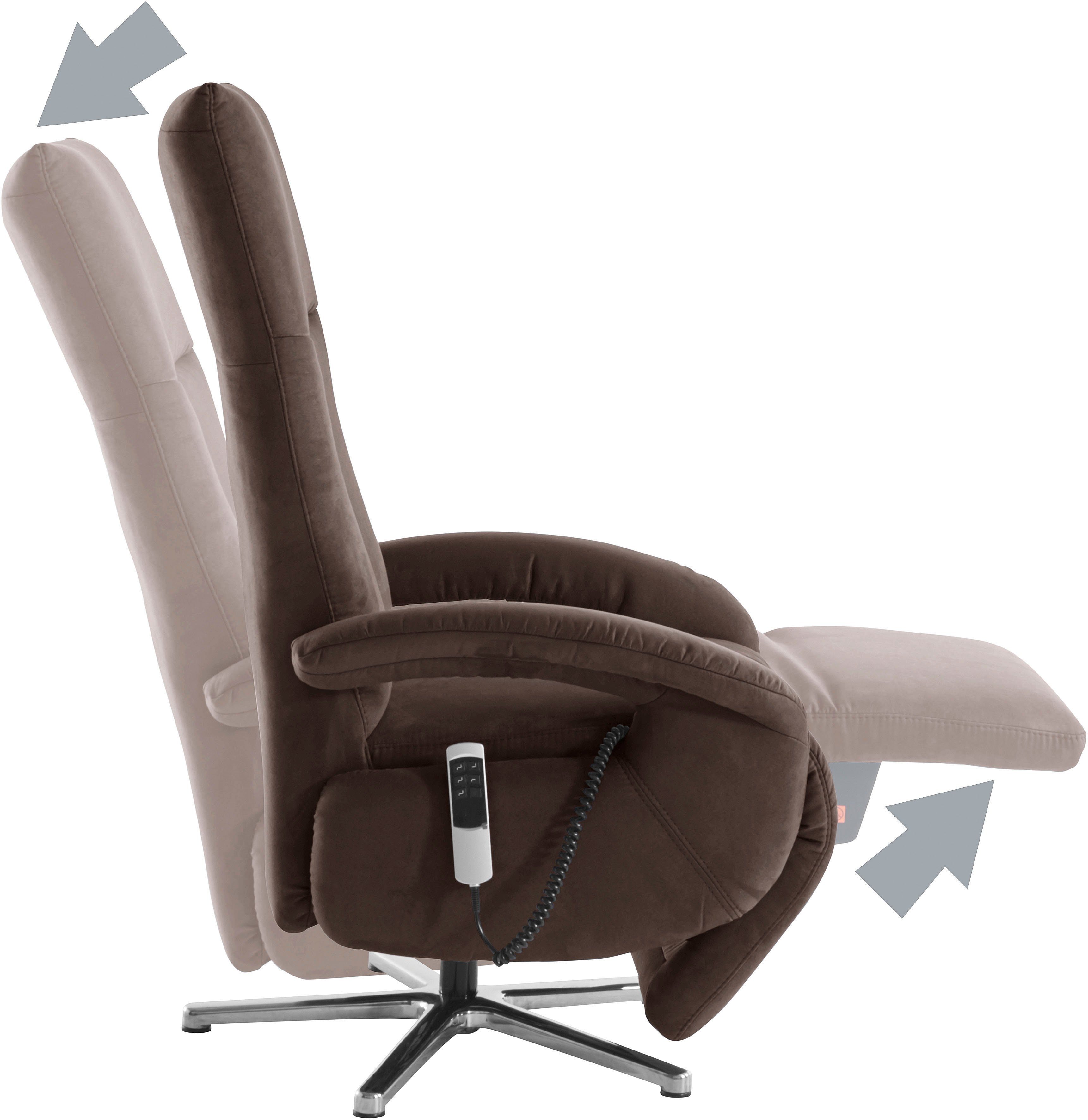 sit&more Relaxfauteuil Tycoon met verstelbare hoofdsteun en 360° draaifunctie keuze tussen handmatige of elektrische functie, ook met accu (draadloos)