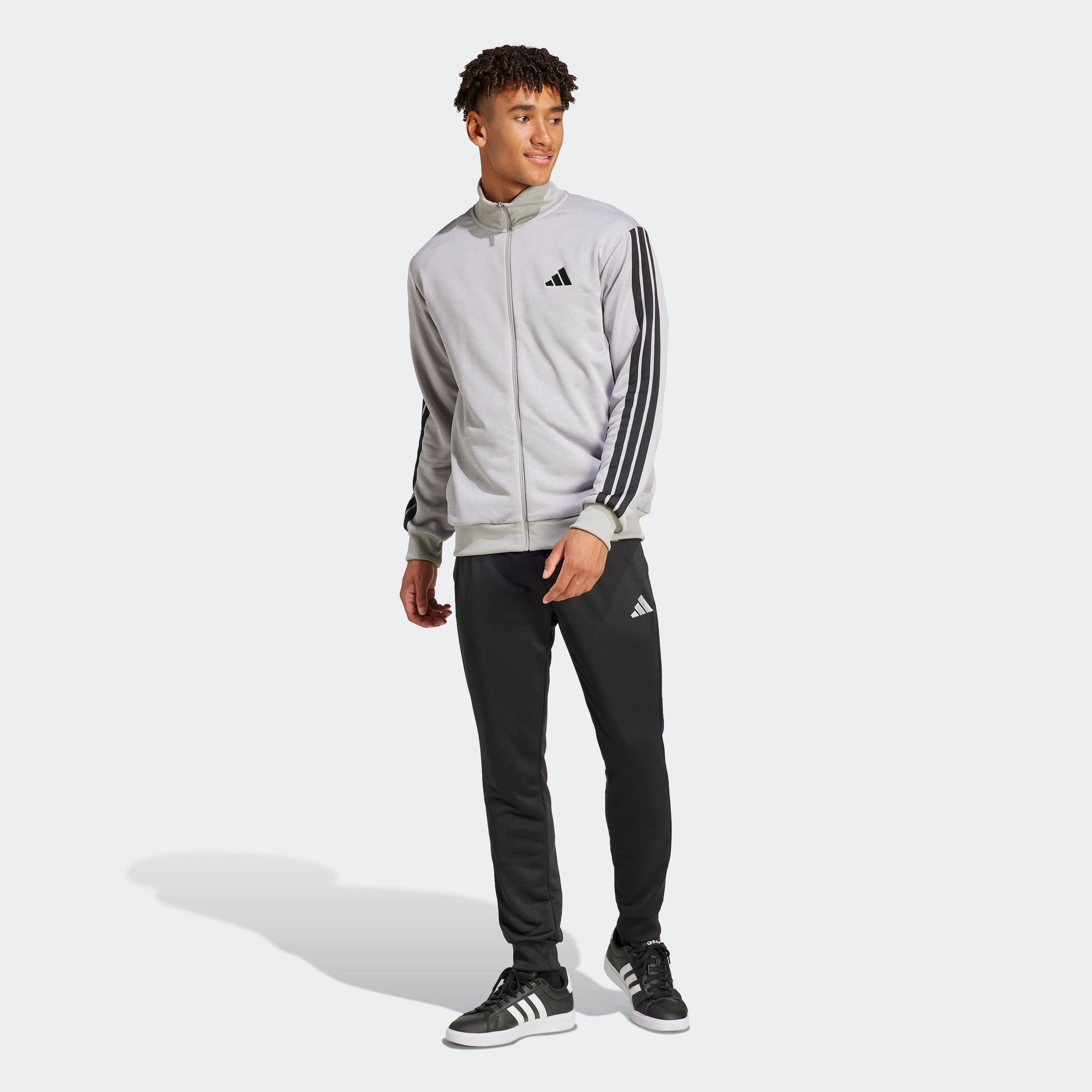 adidas Sportswear Trainingspak M 3S FT TT TS drie-strepen trainingspak van zacht french terry materiaal (2-delig)