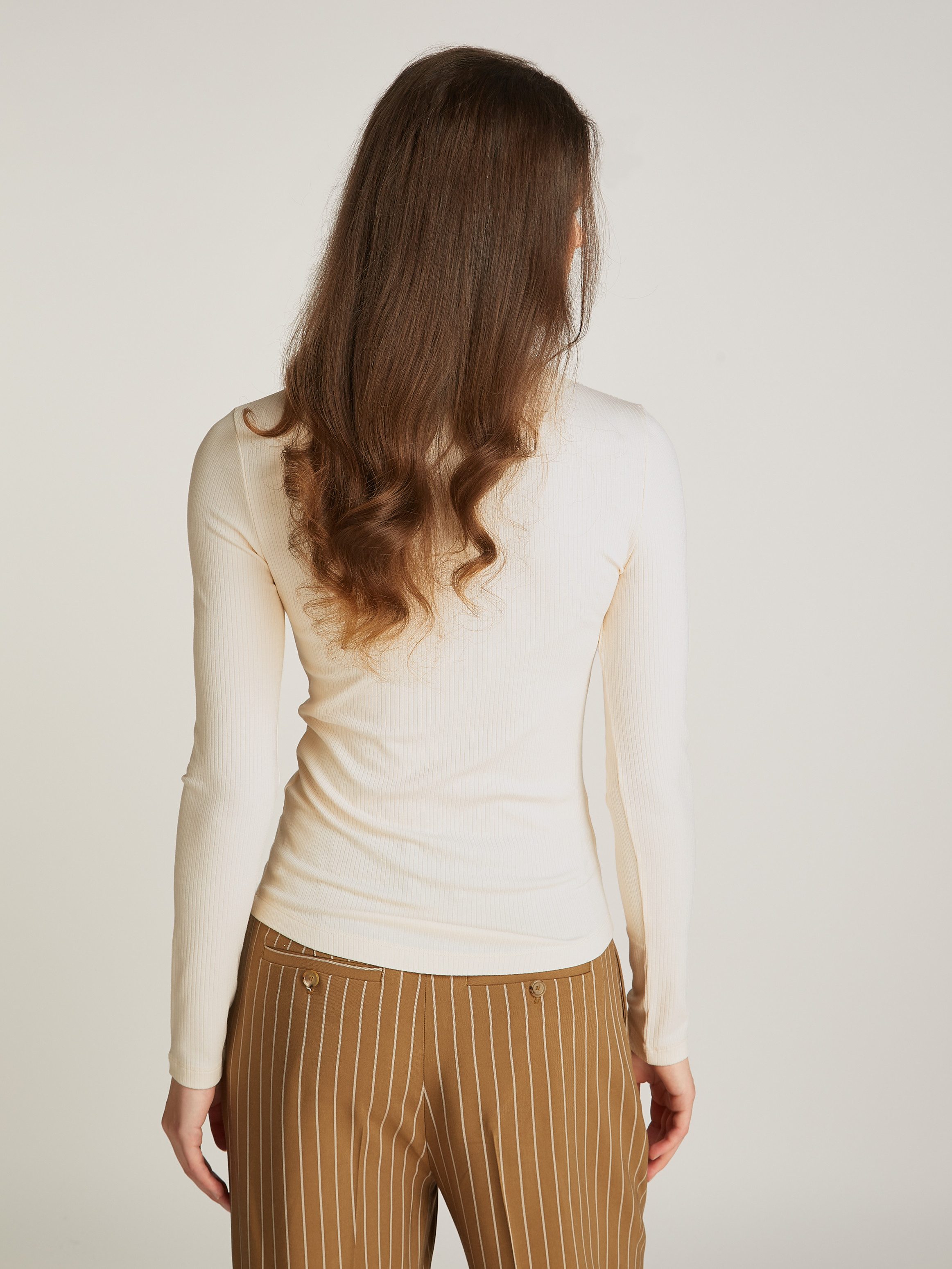 Tommy Hilfiger Shirt met lange mouwen SLIM 5X2 RIB ROLL-NK LS in een geribde structuur