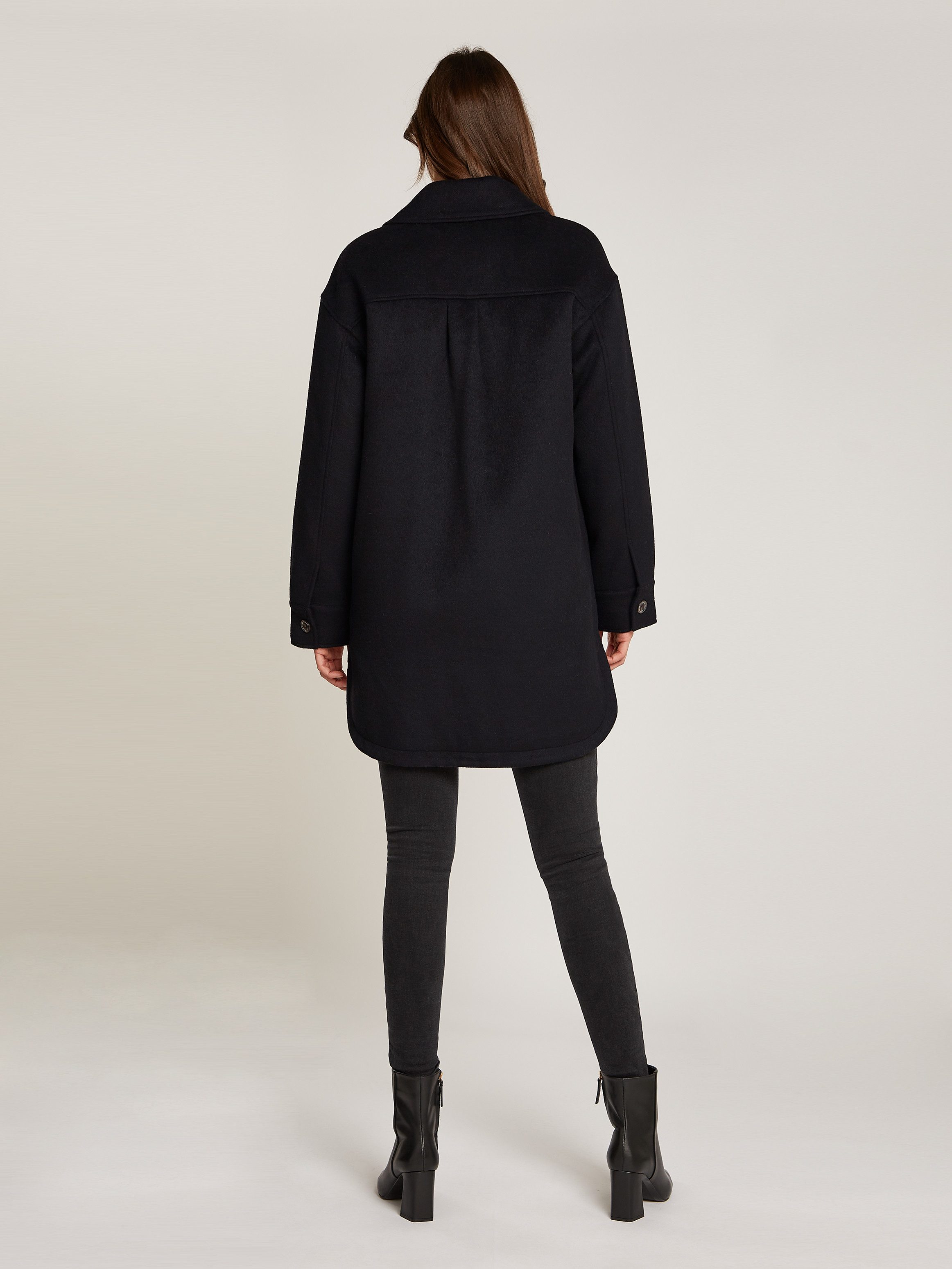 TOMMY JEANS Korte jas TJW WOOL COAT EXT met geborduurd logo