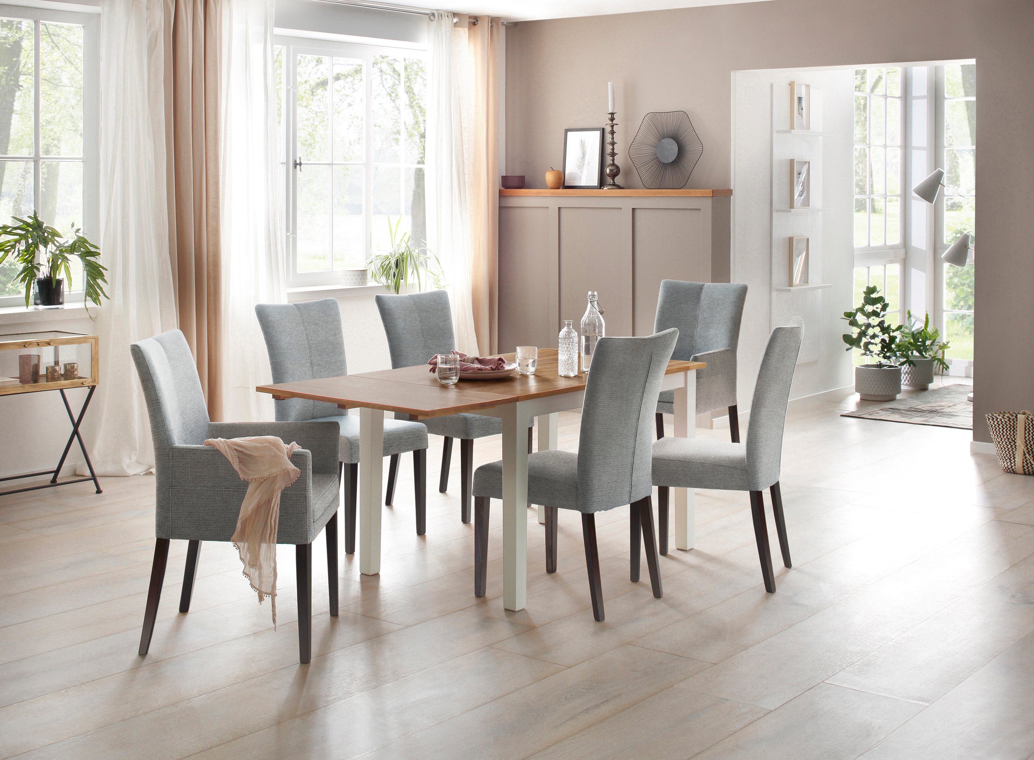 Home affaire Stoel met 4 poten Aspen Poten van massief beuken, wengékleurig gelakt (set, 2 stuks)
