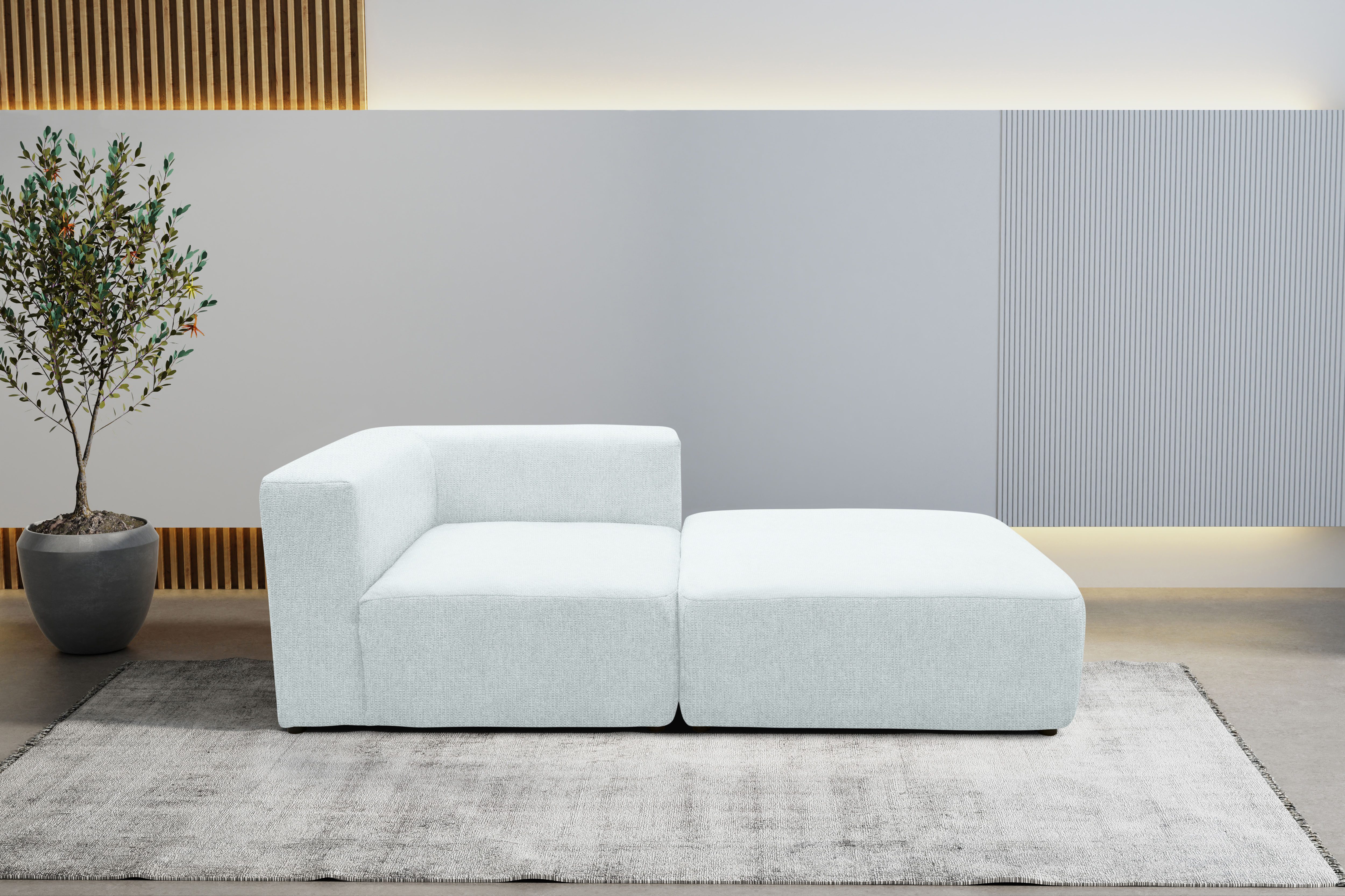 andas Bank-hoekelement Utvik bestaande uit hoekelement en poef blauw, modulaire banken, 108 cm