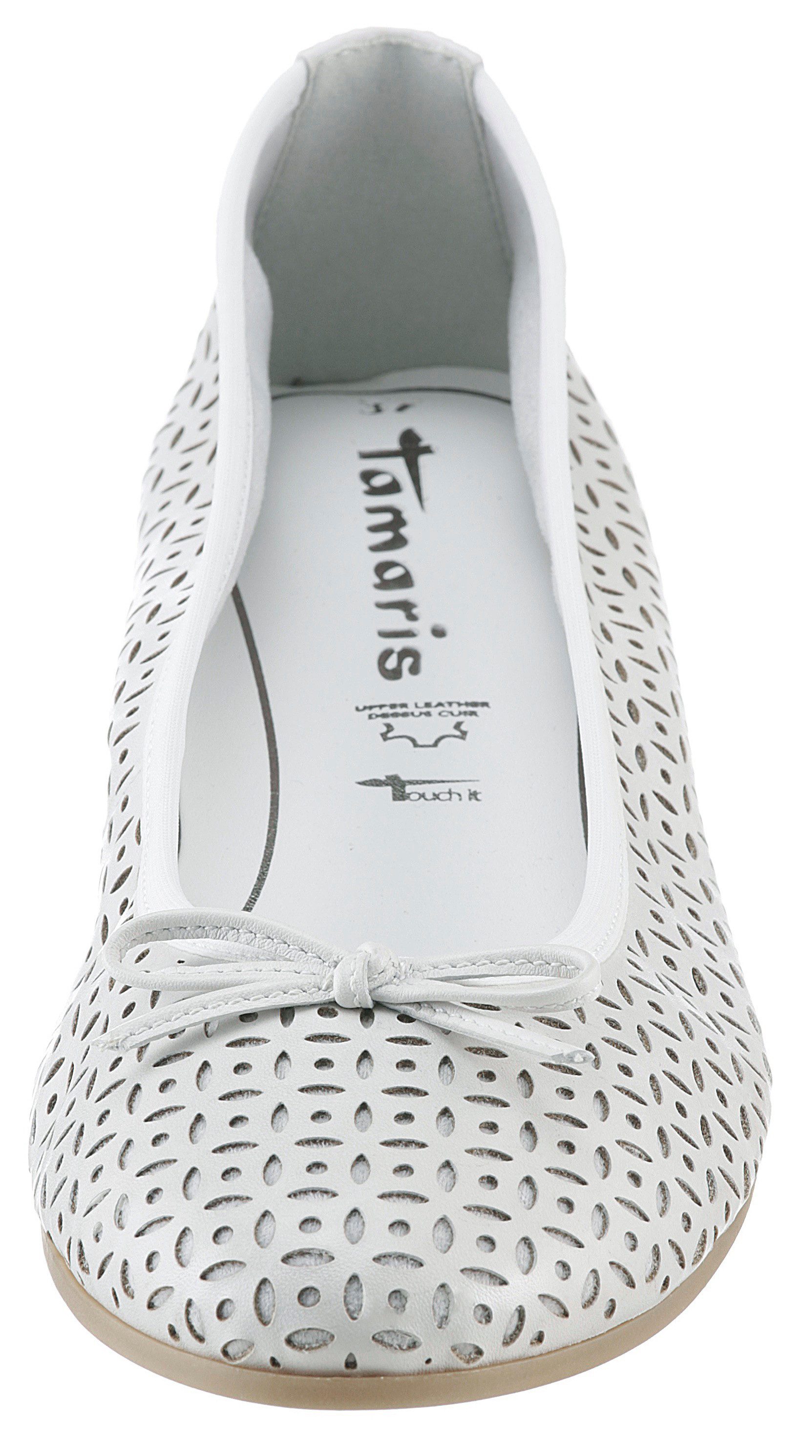 Tamaris Ballerina's , business schoen, lage schoen, instapschoen met mooie strik