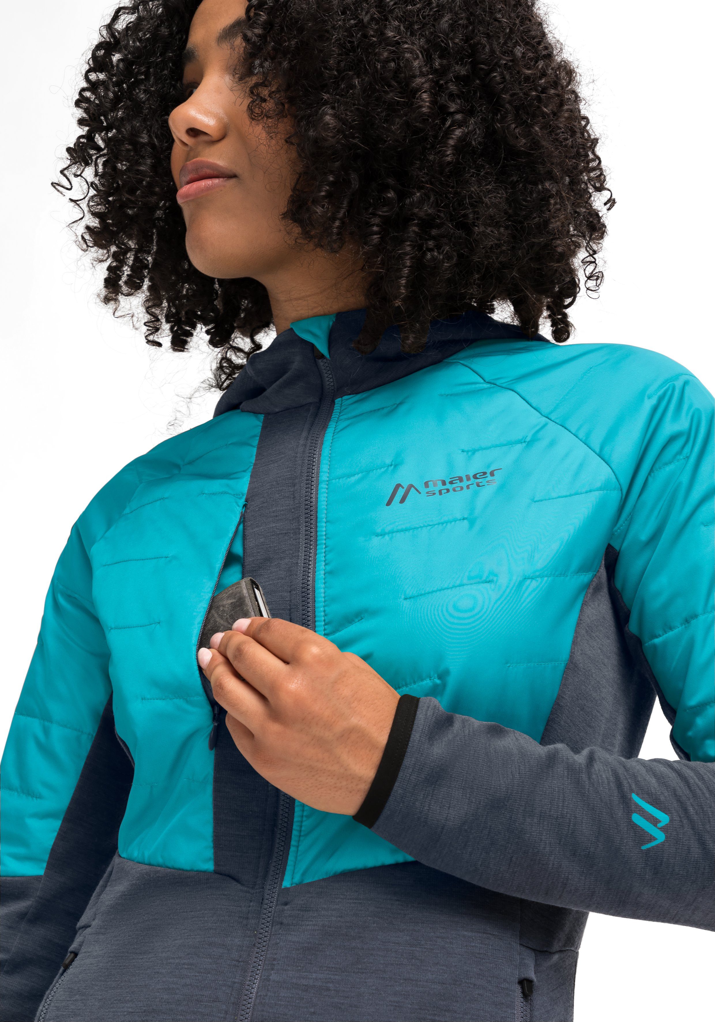 Maier Sports Outdoorjack Lanus W Dames wandeljacke gewatteerd, ademende trekking-jack met 3 zakken