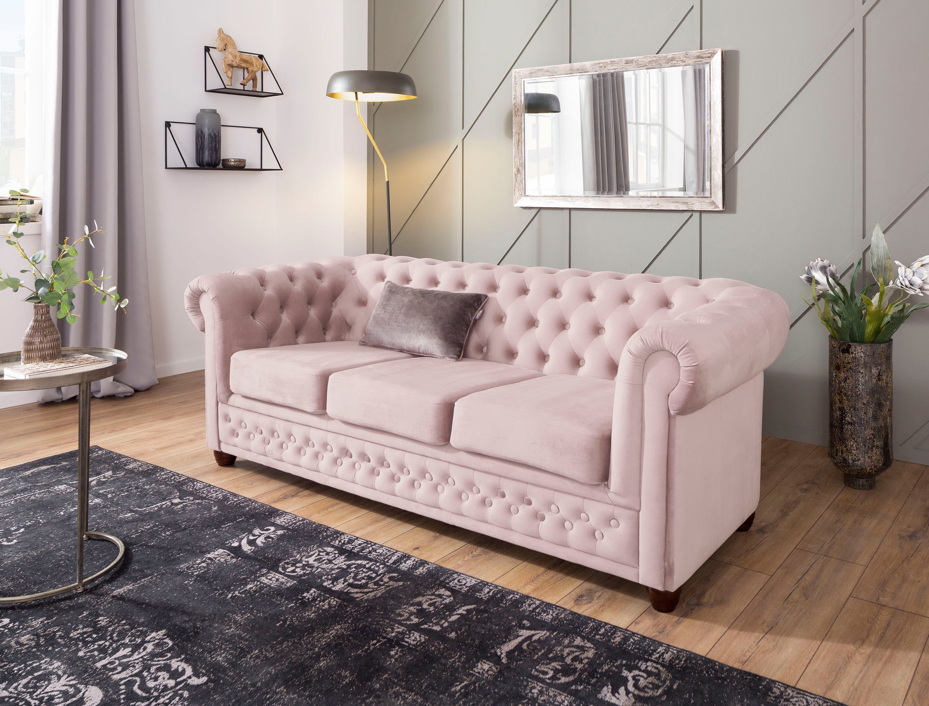 Home affaire Chesterfield-bank New Castle met hoogwaardige capitonnage in chesterfield-design, bxdxh: 203x86x72
