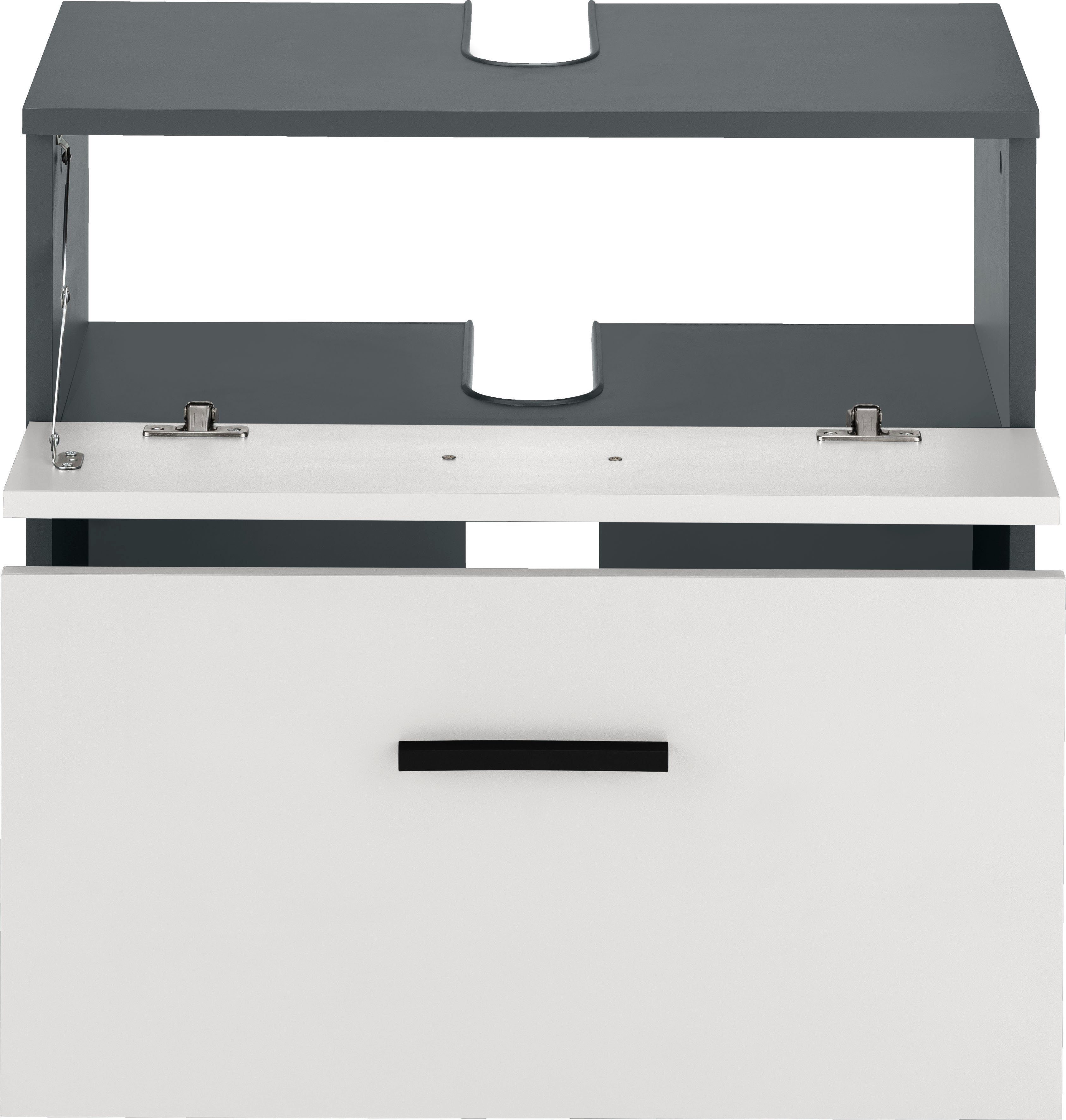 INOSIGN Wastafelonderkast Skara met klep en lade, zwarte grepen, breedte 60 cm, hoogte 55 cm