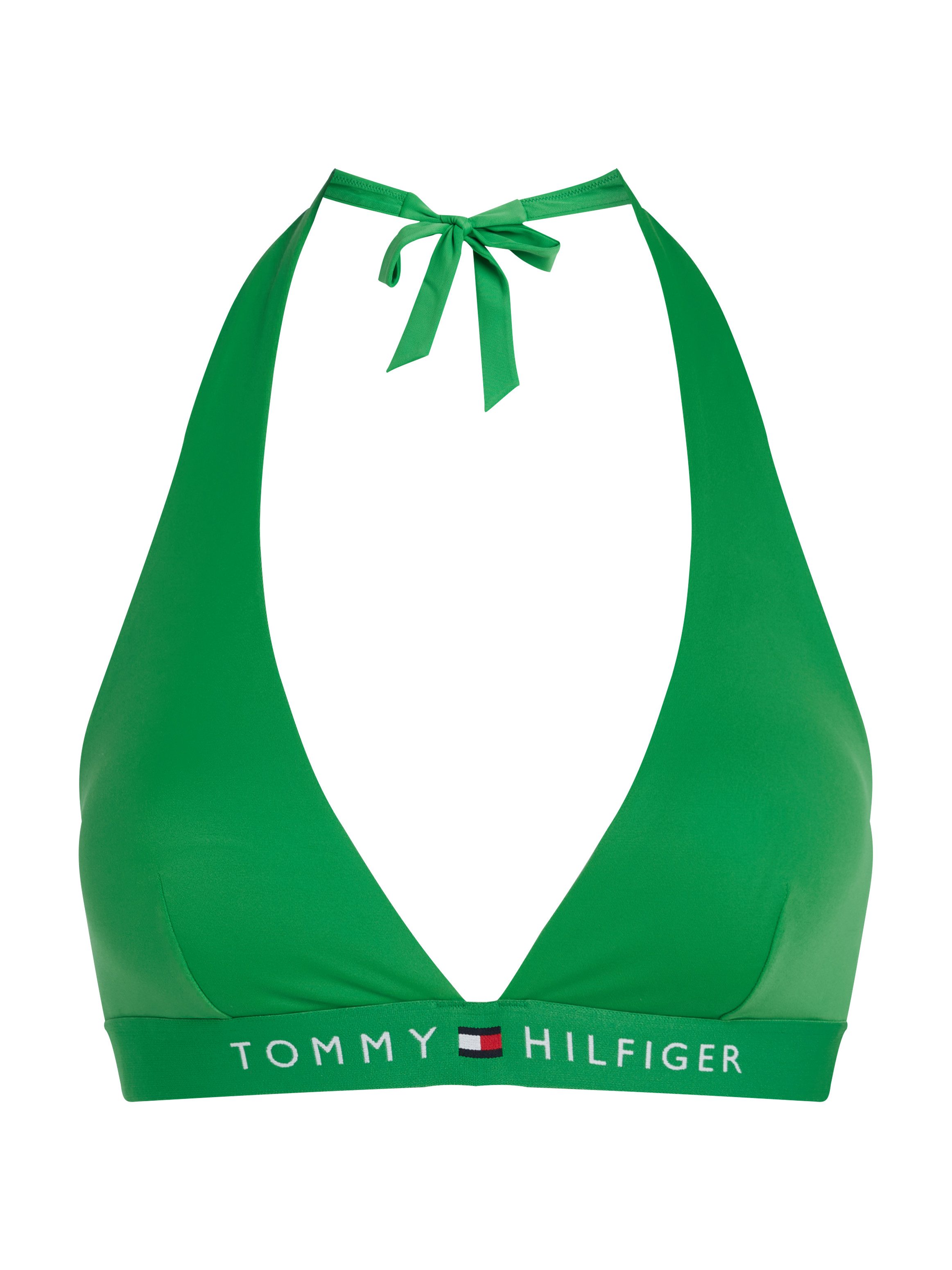 Tommy Hilfiger Swimwear Triangel-bikinitop HALTER RP met logo-opdruk, met druksluiting