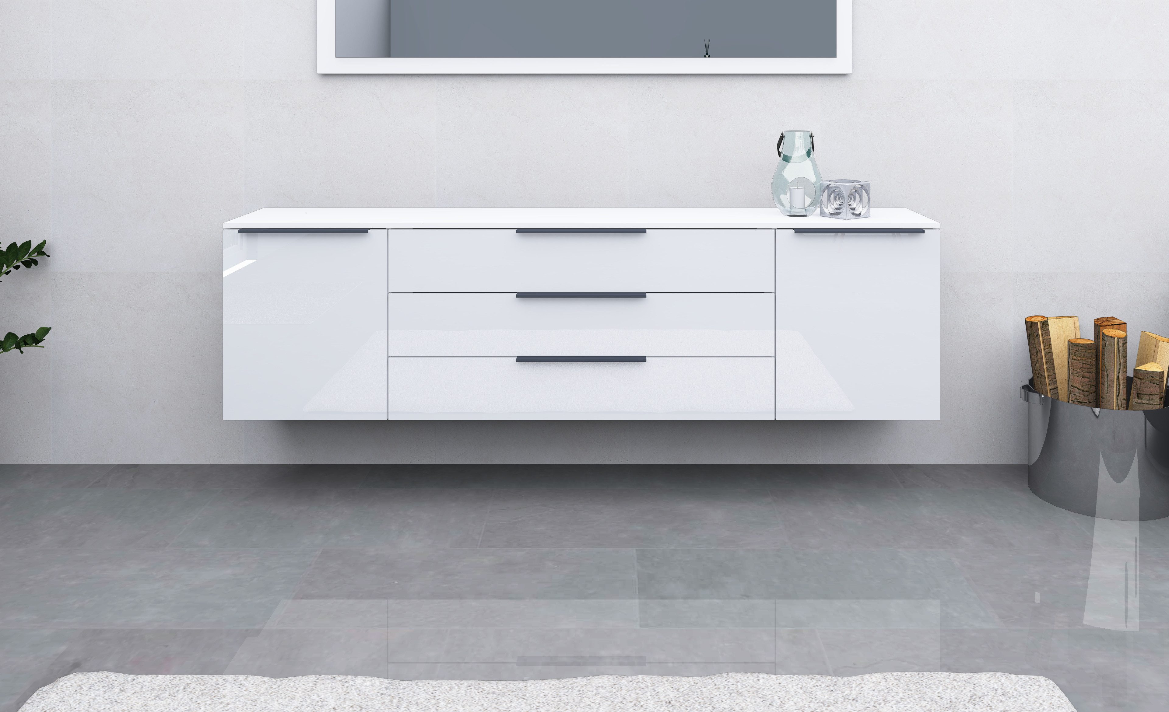 borchardt Möbel Kast Tom Aluminium grepen in grafietgrijs mat, in hoogte verstelbare legplanken