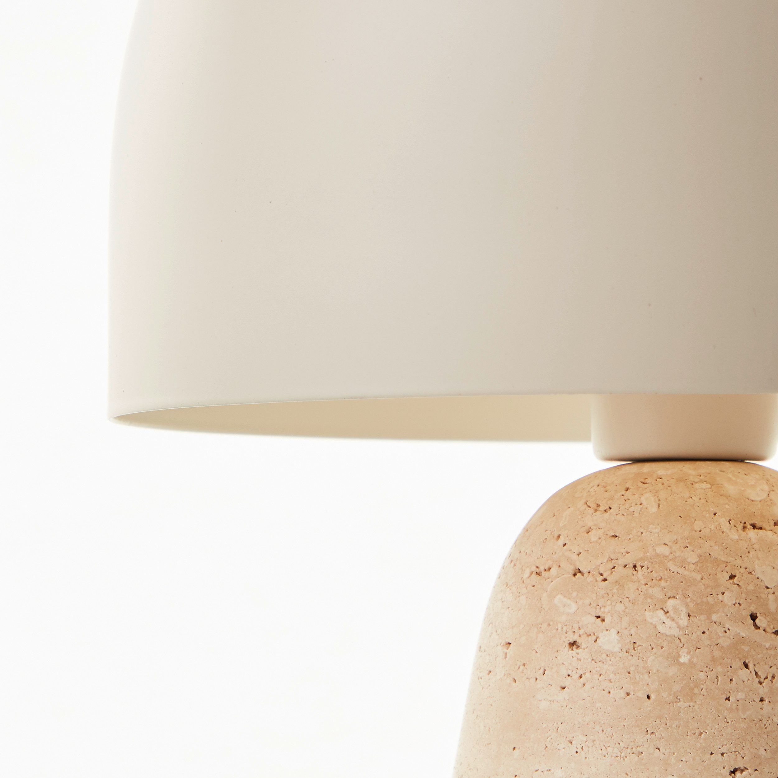 Brilliant Leuchten Tafellamp Nalam met travertijn voet en metalen kap, e14, 31 x 20 cm, beige