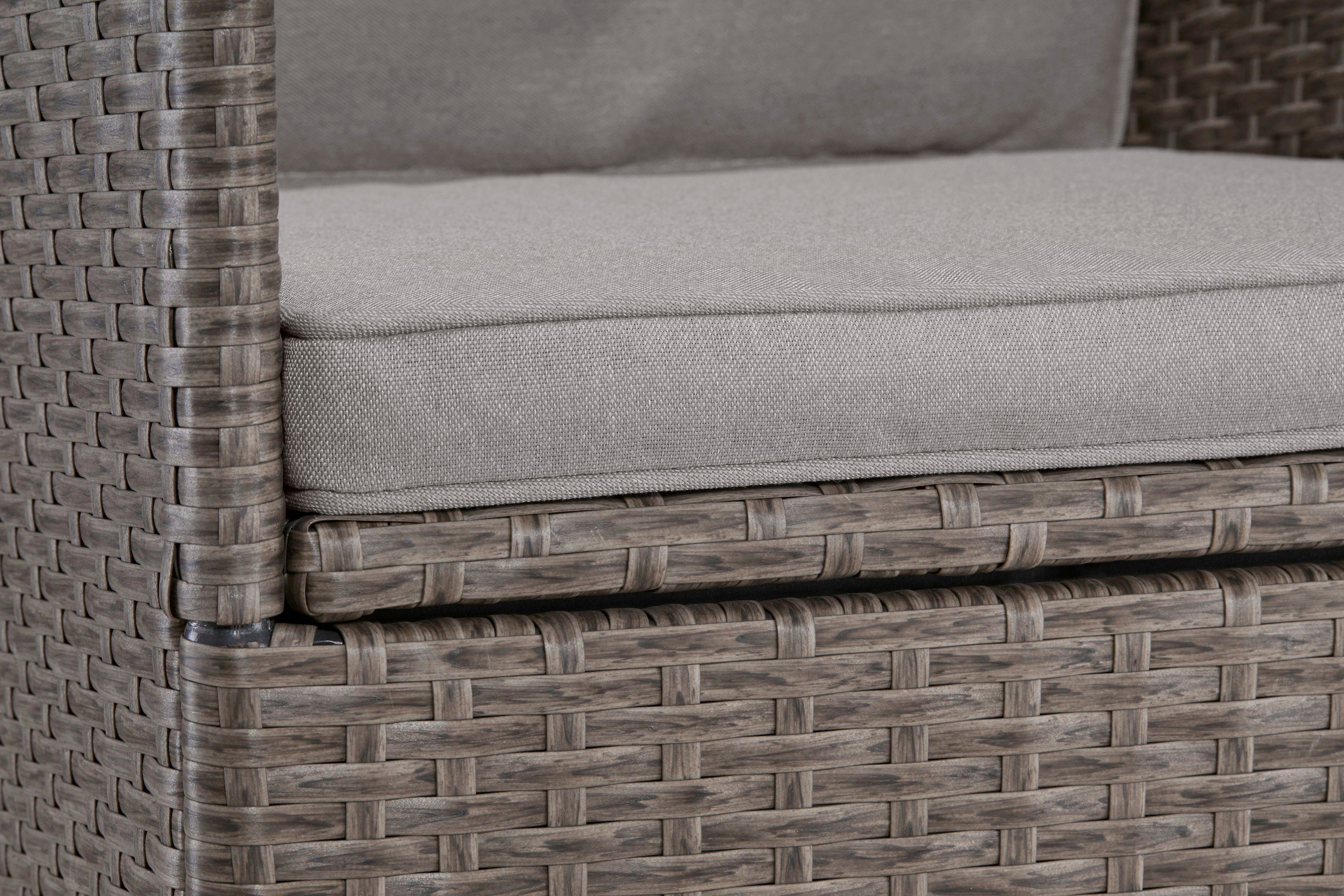 KONIFERA Tuin-eethoek Balkonset "Mailand" Polyrattan, tafelblad van veiligheidsglas, verzinkt staal (set, 7-delig)