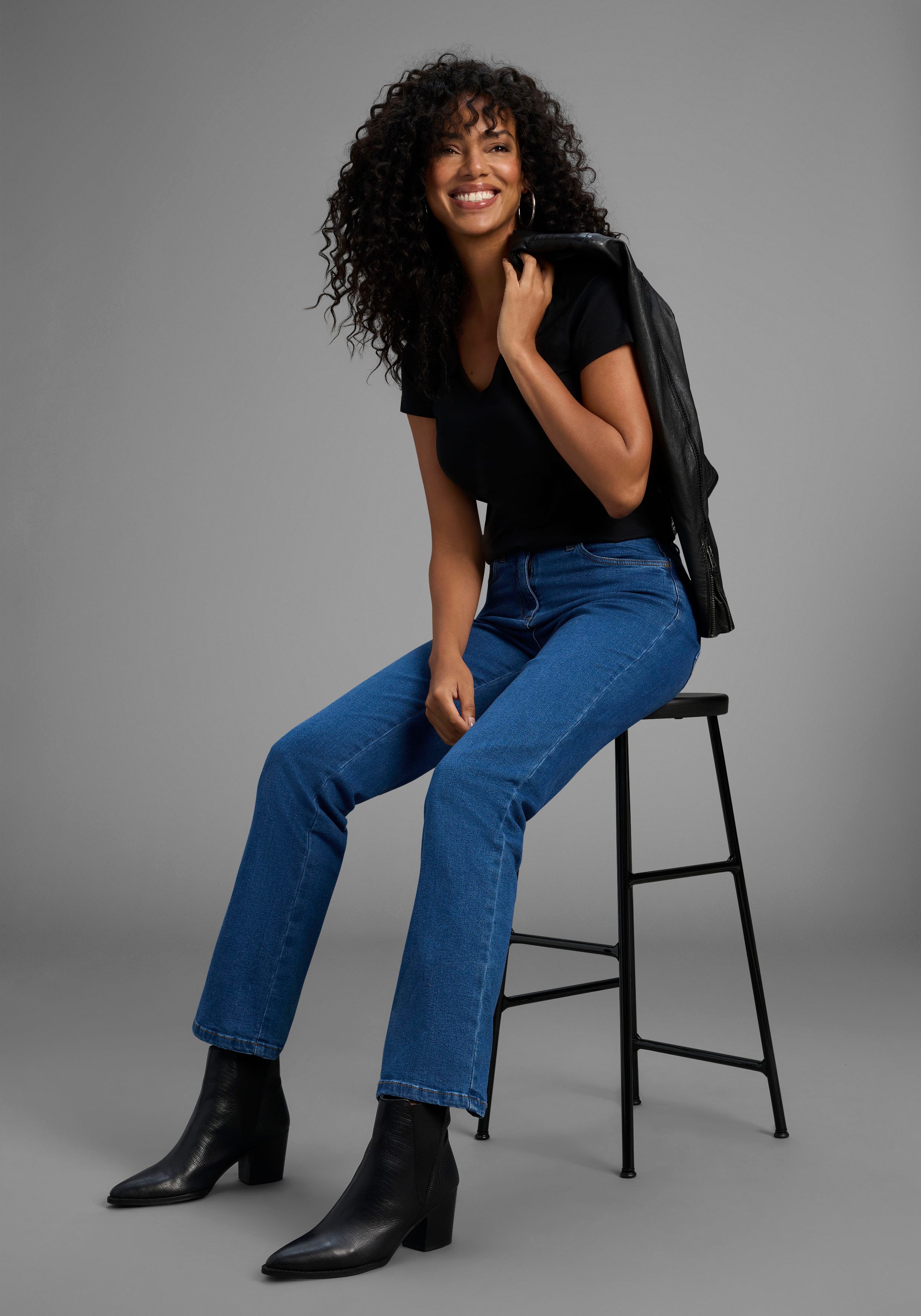 Arizona Rechte jeans Annett comfortabele pasvorm, 5-pocket-stijl, hoge taille