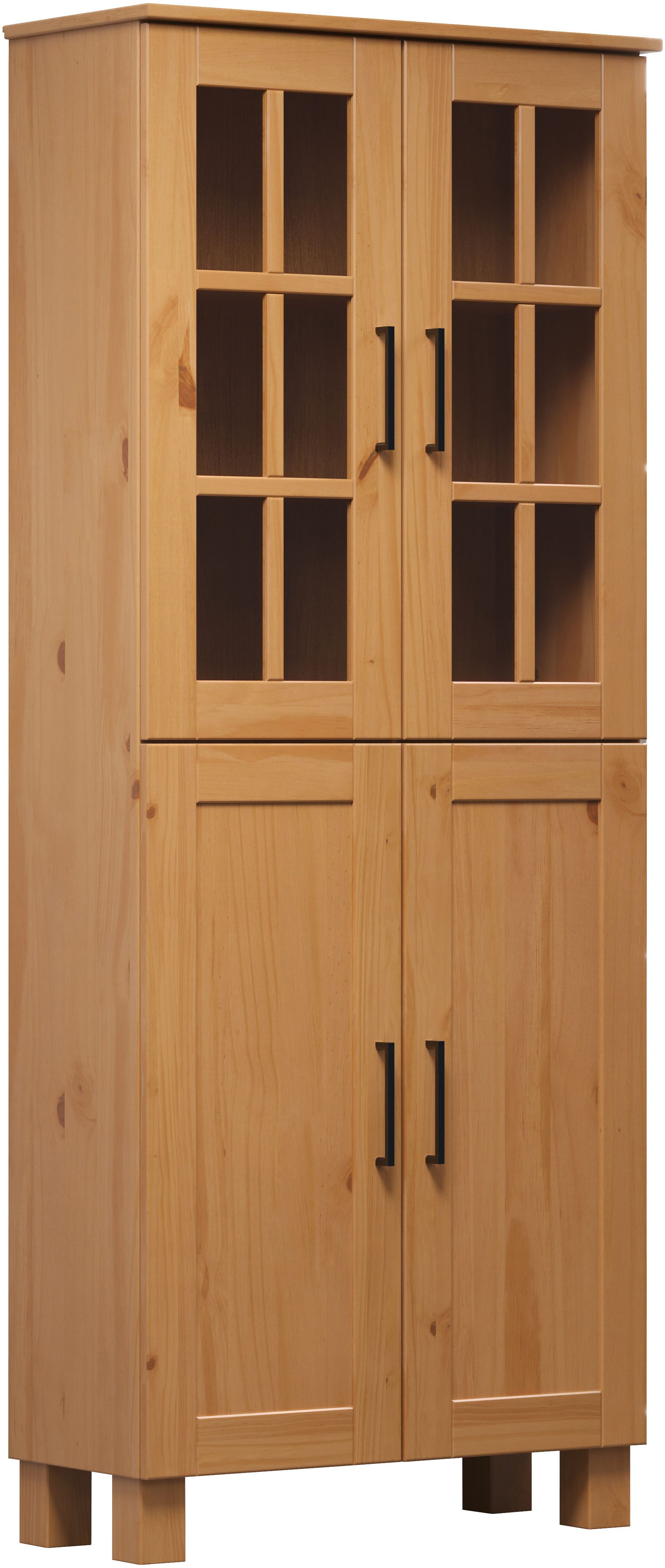 welltime Hoge kast Ulea Brede badkamerkast van massief hout - afmetingen (B/D/H) 70/30/170 cm (1 stuk) hoge kasten bruin