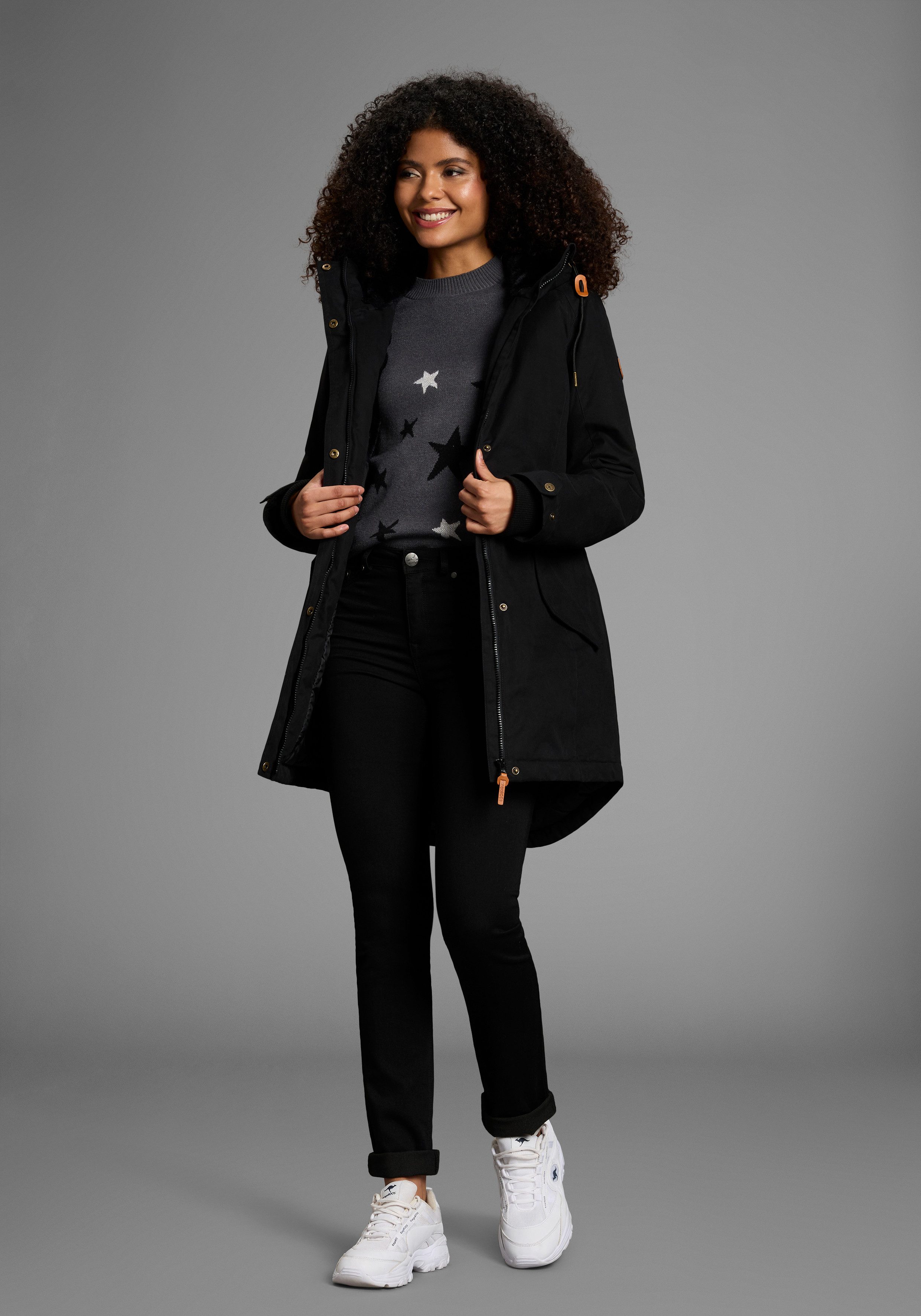KangaROOS Parka met teddy imitatiebont gevoerd, winterjas