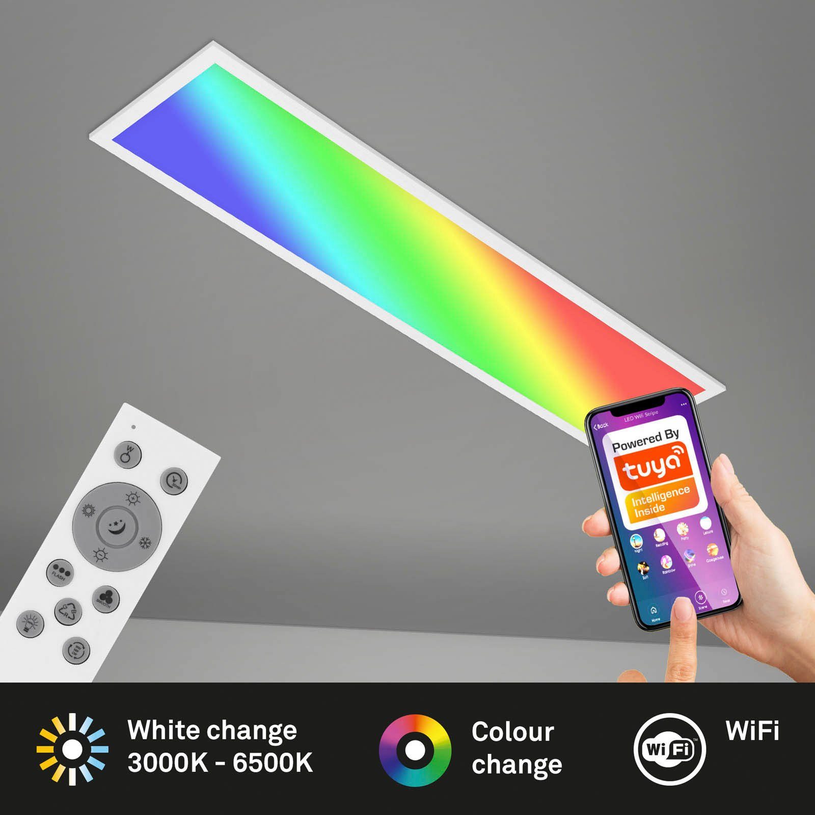 Briloner Leuchten Plafondlamp LINK COLOUR Slimme plafondlamp, 100x25x6,5 cm, wit, 22W, woonkamer, slaapkamer (1 stuk)