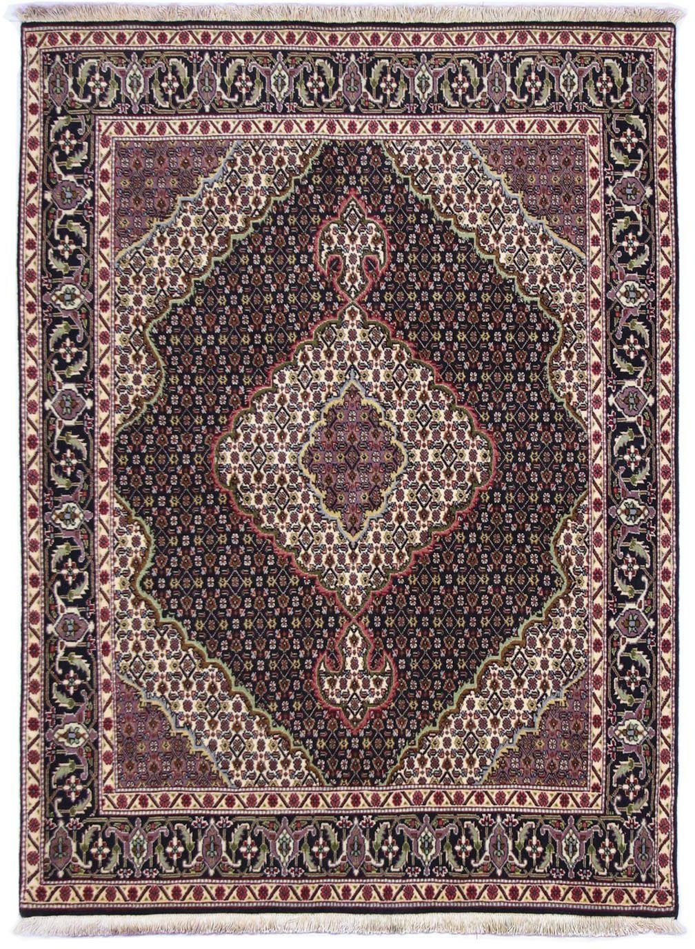 morgenland Wollen kleed Täbriz 40 Raj vloerkleed met de hand geknoopt donkerblauw handgeknoopt
