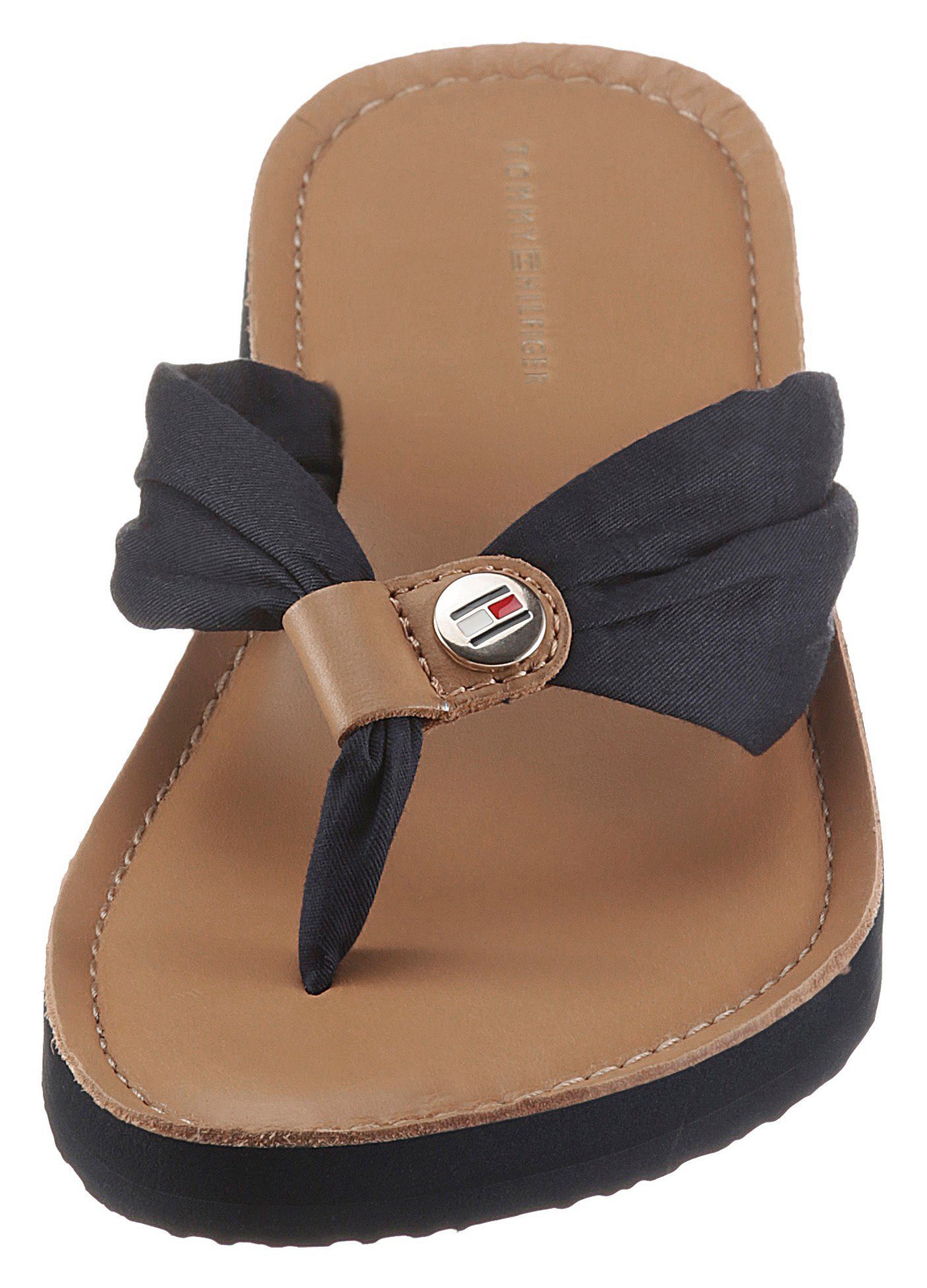 tommy hilfiger leather footbed flip flops