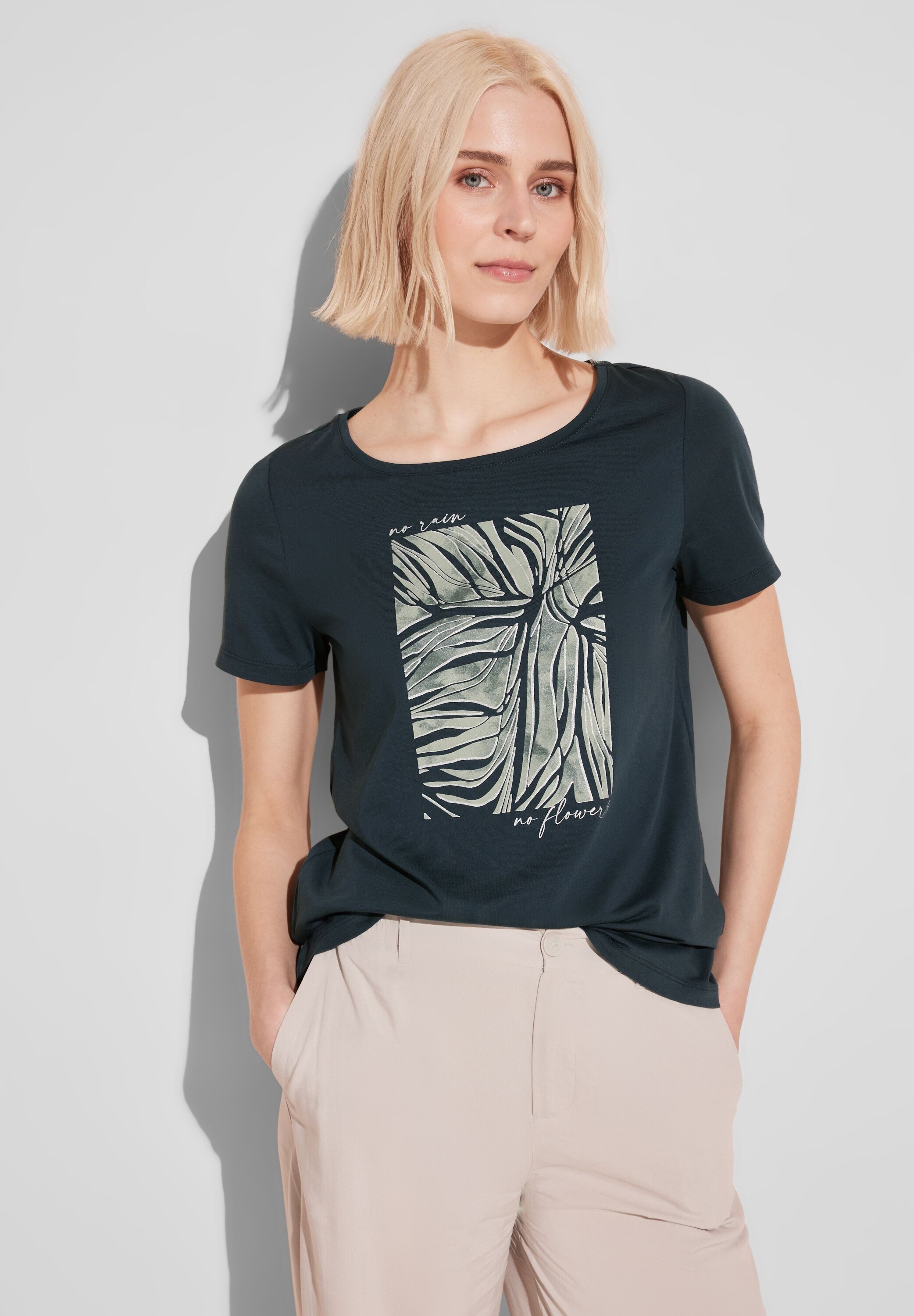 STREET ONE Shirt met ronde hals met glanzende print