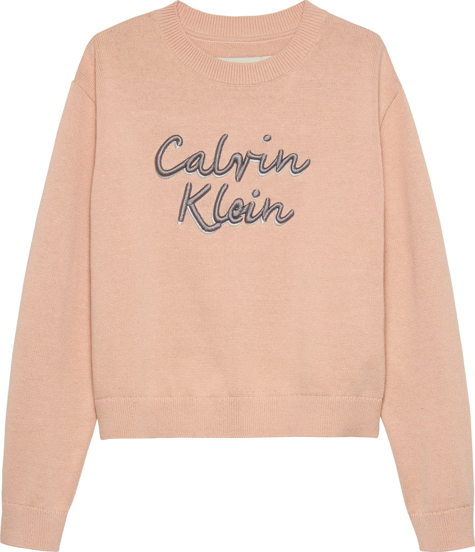 Calvin Klein Trui met ronde hals LOGO METALLIC INTERSIA voor kinderen tot 16 jaar, grote borduursel