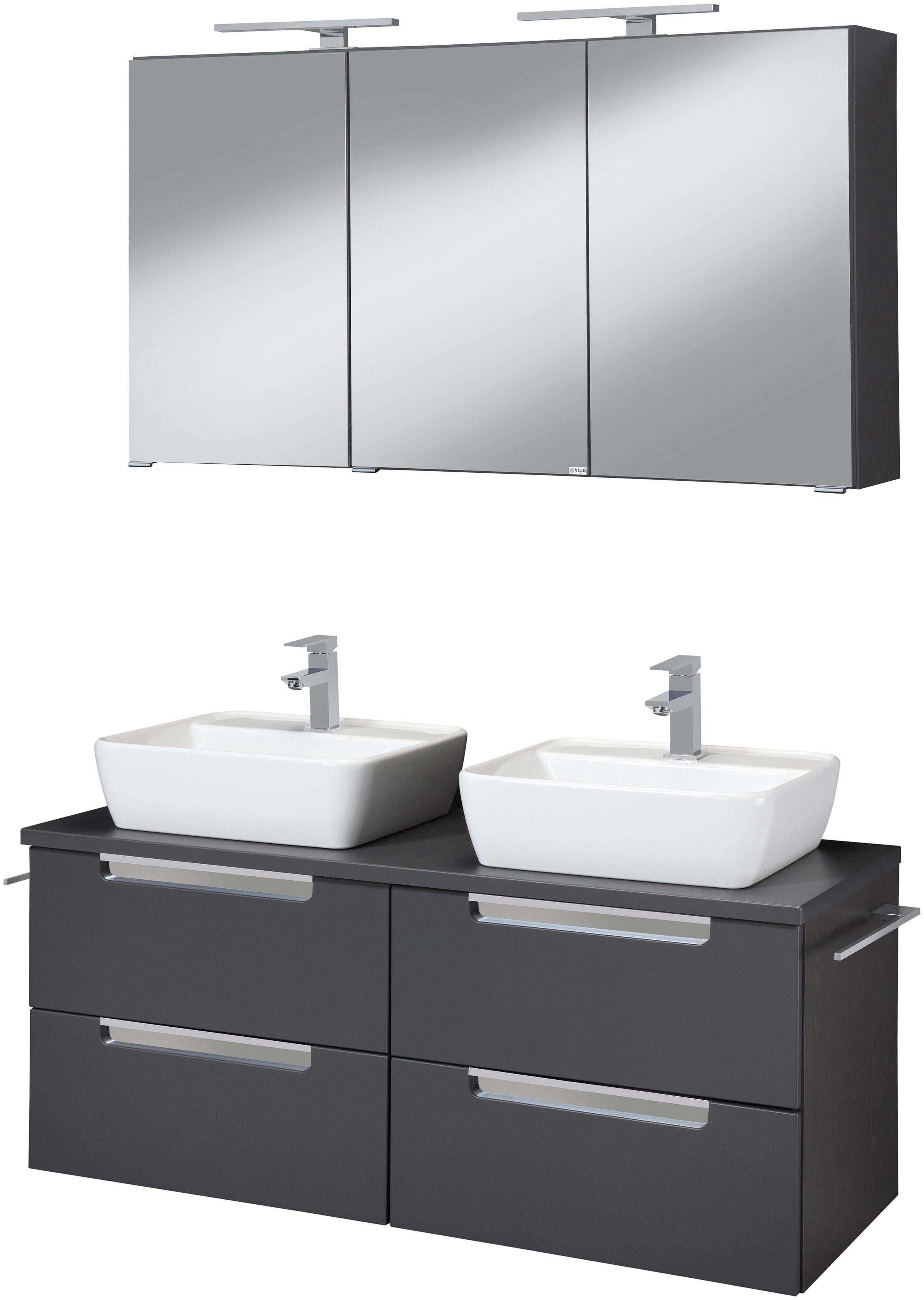 welltime Badmeubelset Malibu Breedte 120 cm, met soft-closetechniek (set, 2 stuks) badmeubelsets grijs