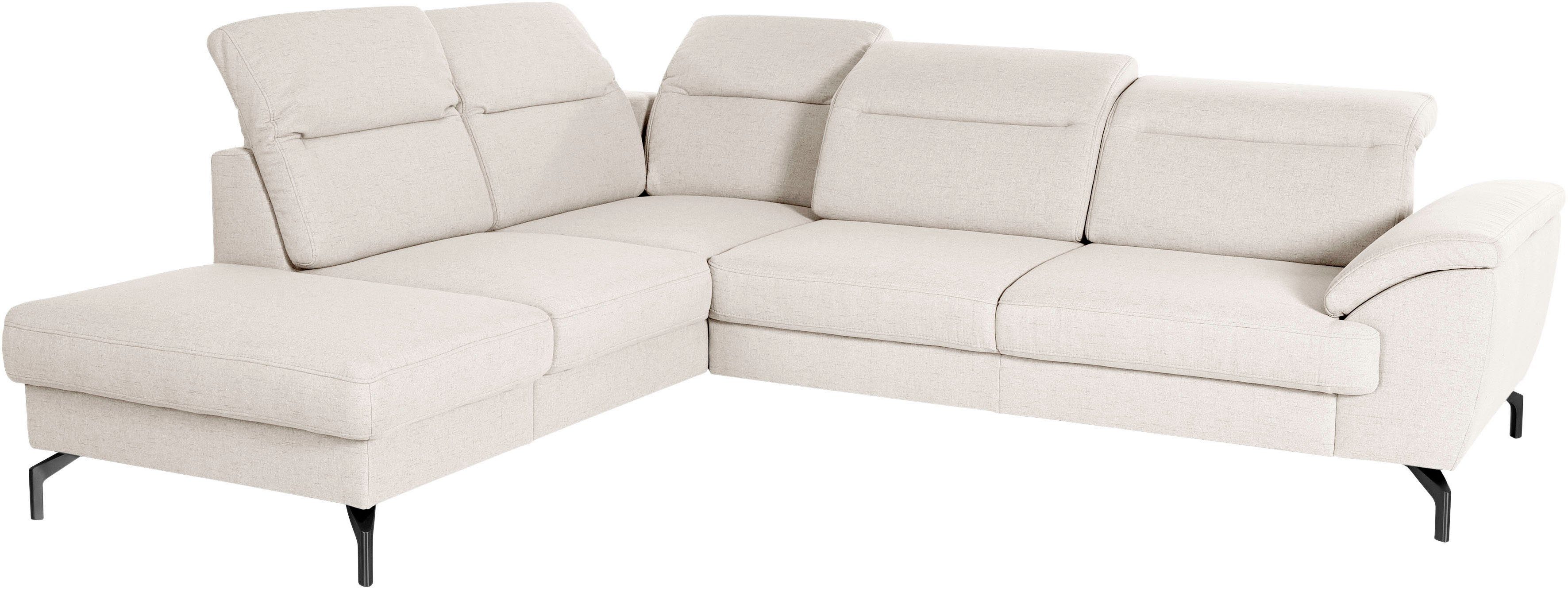 sit&more Hoekbank Percy L-vorm 15 cm poothoogte, zitdiepteverstelling, naar keuze in 2 pootkleuren