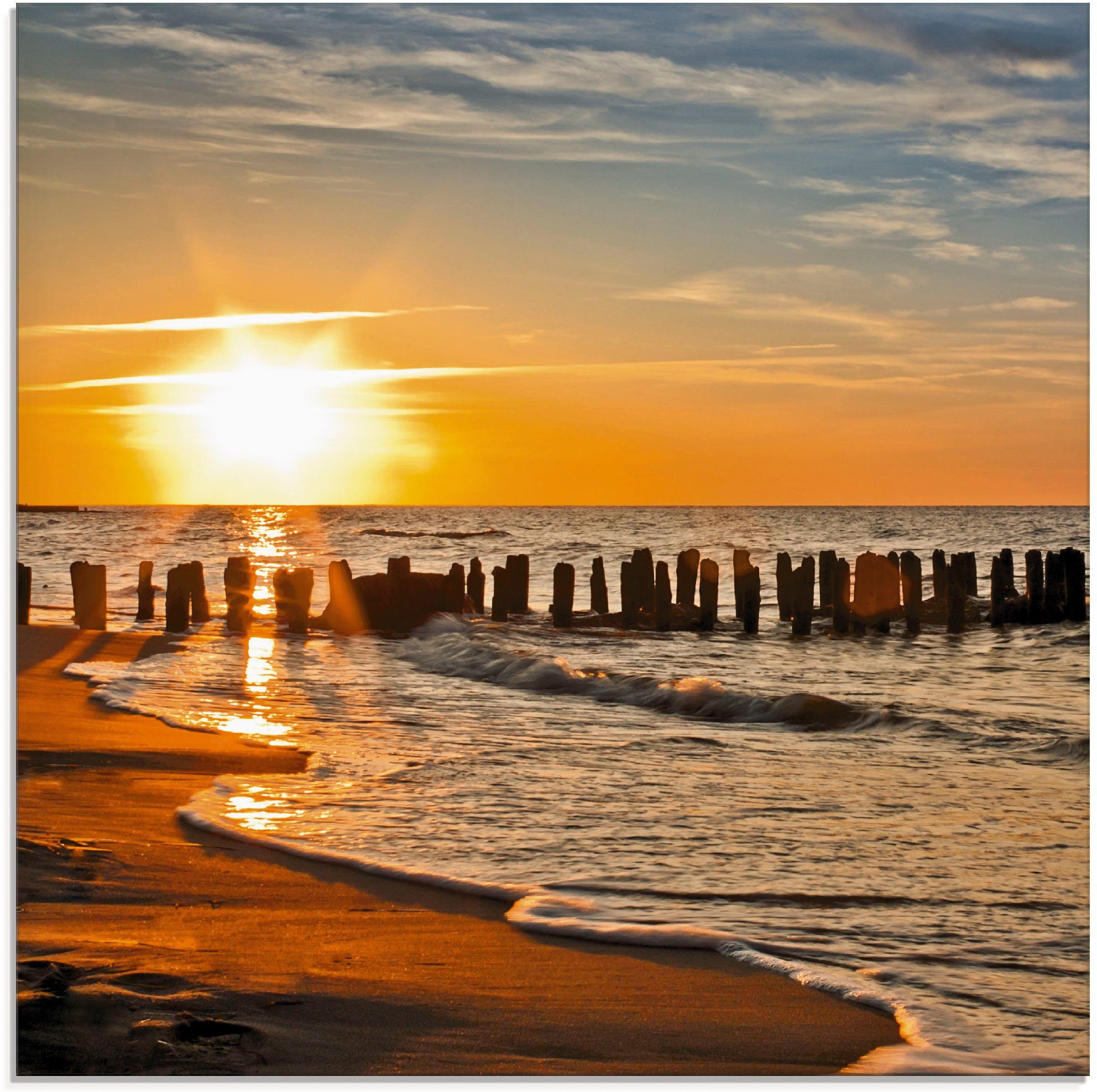 Artland Print op glas Mooie zonsondergang aan het strand (1 stuk)