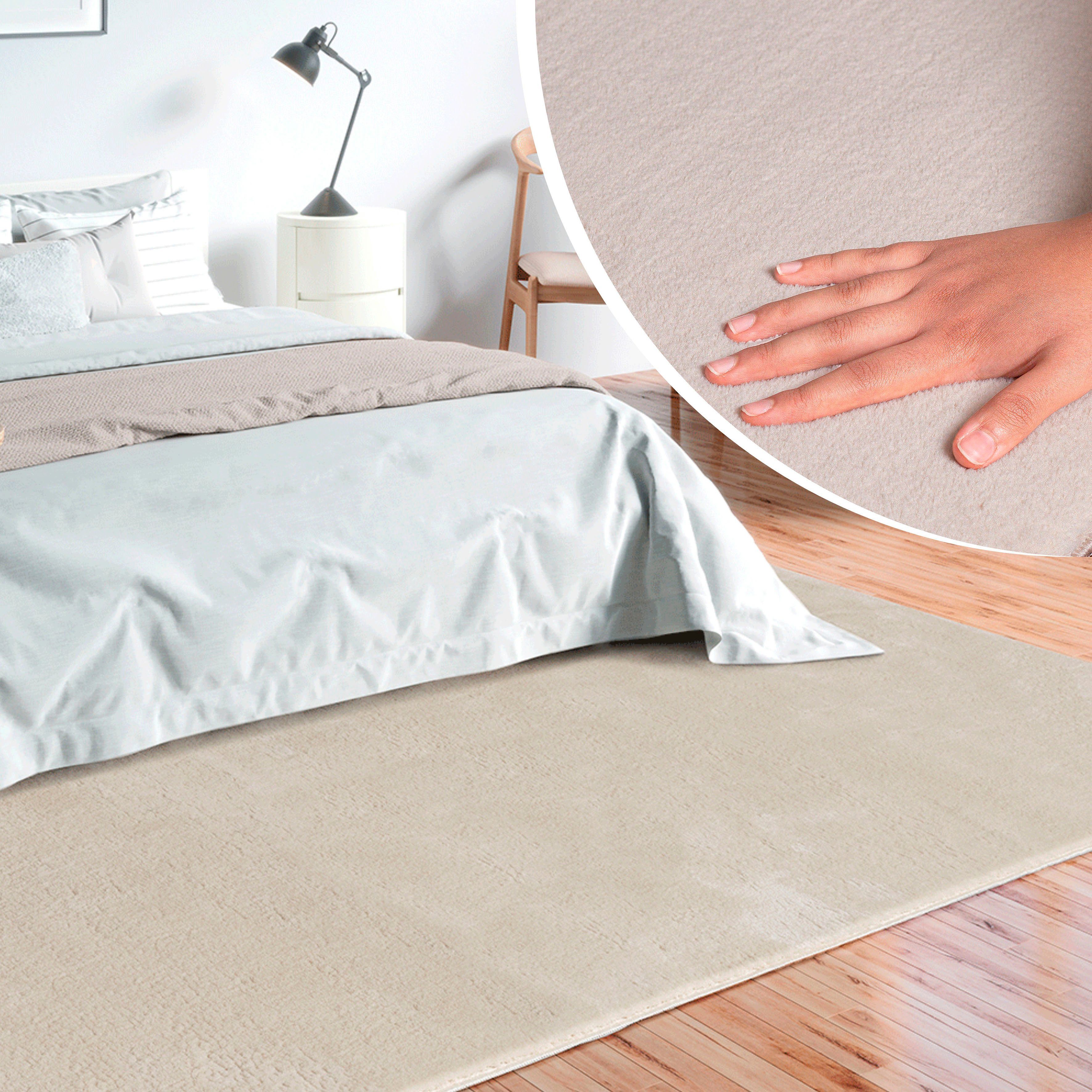 merinos Vloerkleed Loft 37, vloerkleed van imitatiebont zacht en knus, bont gevoel, anti-slip onderkant, moderne vloerkleden maat 120 cm x 160 cm x